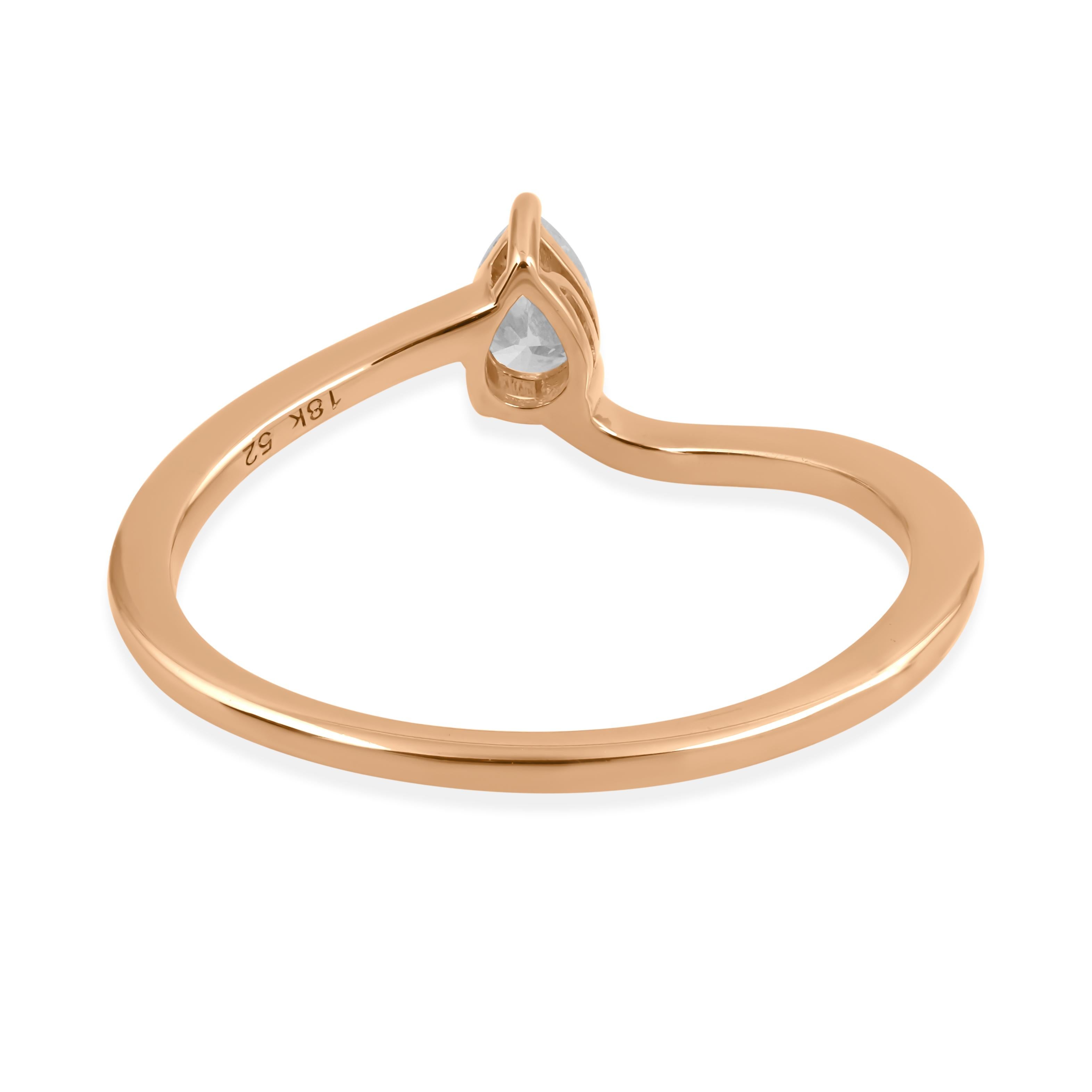 For Sale:  Solid 18k Rose Gold Tiny Pear Cut 0.19 Carat Diamond Ring Gift for Her 11