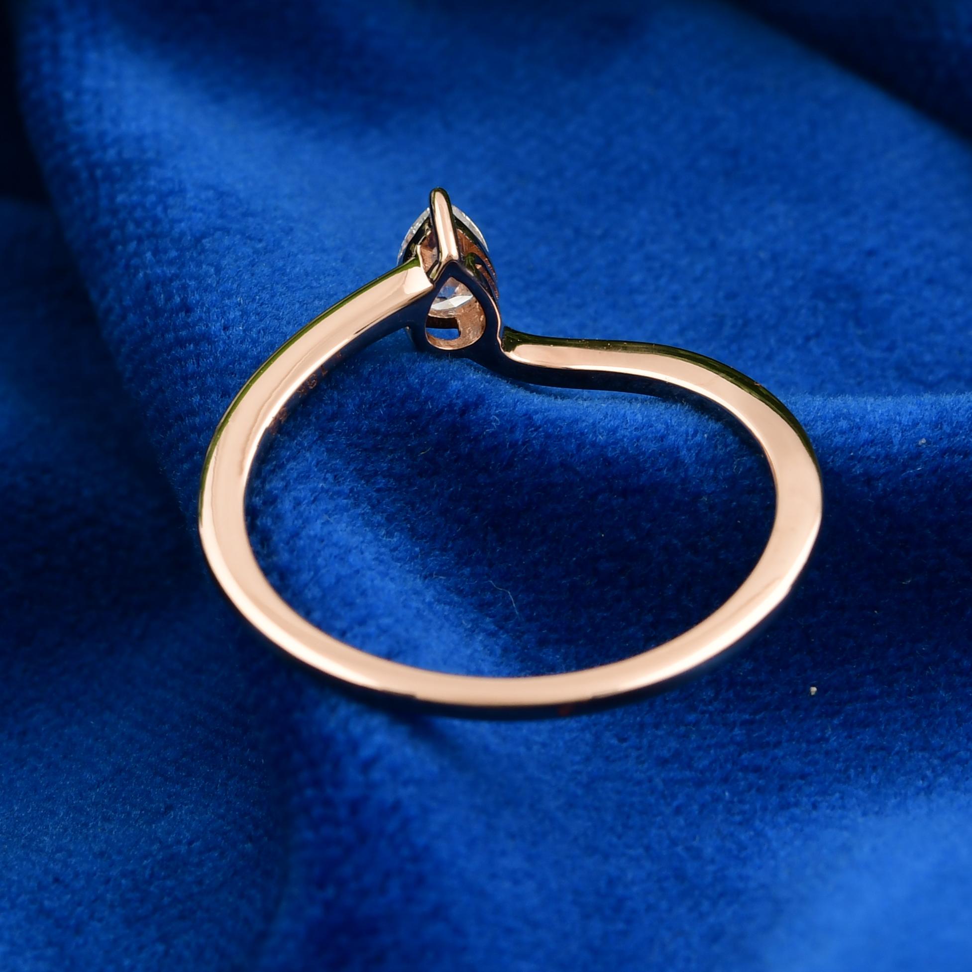 For Sale:  Solid 18k Rose Gold Tiny Pear Cut 0.19 Carat Diamond Ring Gift for Her 6