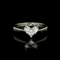Solid 18k White Gold 0.35ctw Custom Cut Diamond Dainty Heart Promise Ring