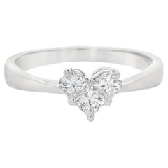 Solid 18k White Gold 0.35ctw Custom Cut Diamond Dainty Heart Promise Ring