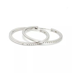Solid 18K White Gold Hoop Earrings Natural Diamond Handmade