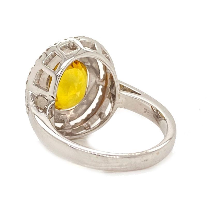 Solid 18 Karat Gold Natural Yellow Sapphire and Genuine Diamond Halo Ring 5.4g 1