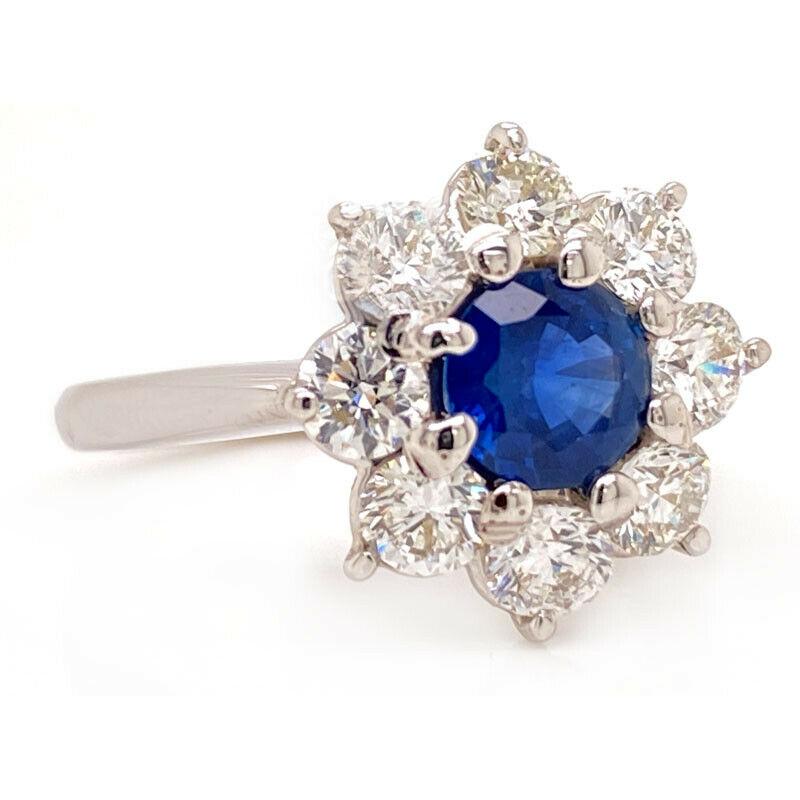Women's or Men's Solid 18 Karat Gold T. Foster & Co Genuine Sapphire & Natural Diamond Ring 4.6g