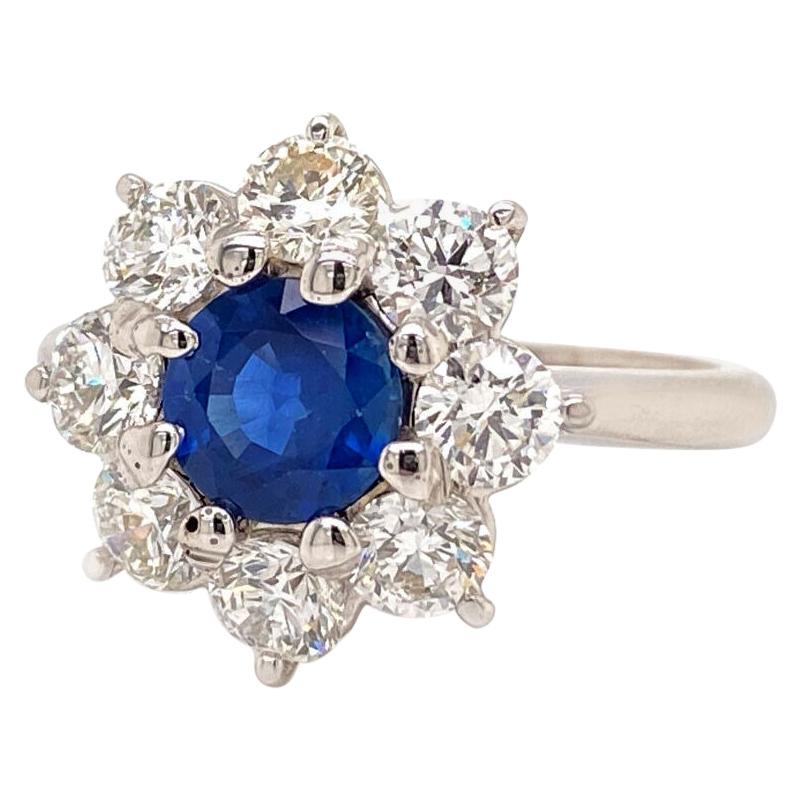 Solid 18 Karat Gold T. Foster & Co Genuine Sapphire & Natural Diamond Ring 4.6g