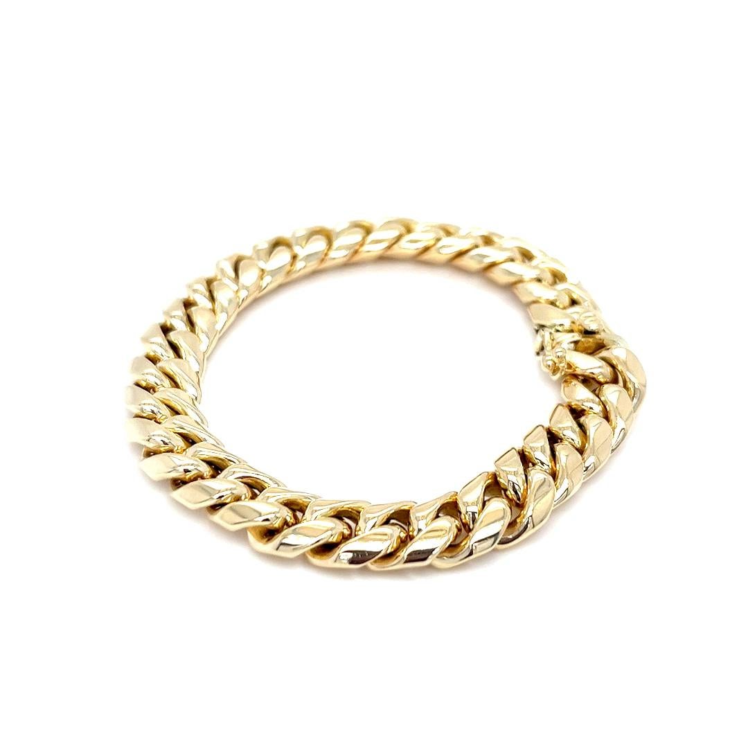 Solid 18K Yellow Gold 10mm Cuban Link Bracelet For Sale 1