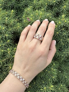 Solid 18k Yellow Gold 1.75ctw Pave Ruby & Diamond Wide Zig Zag Band Ring