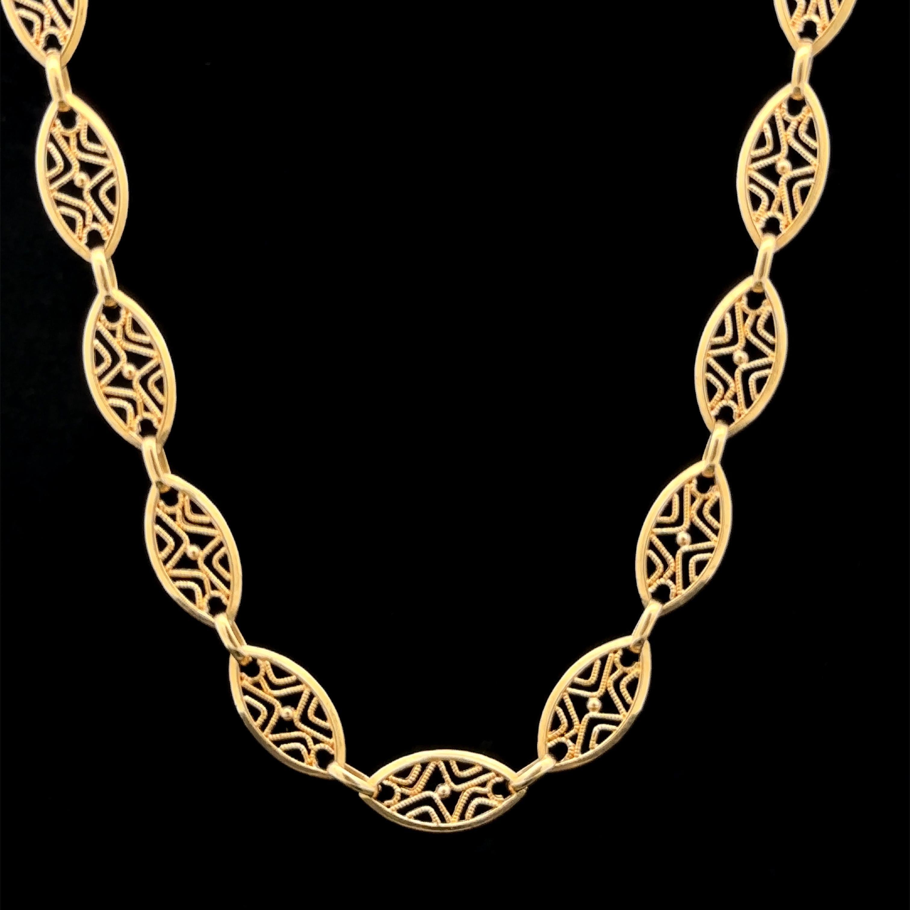 Collier à maillons ovales en or jaune 18k massif 18