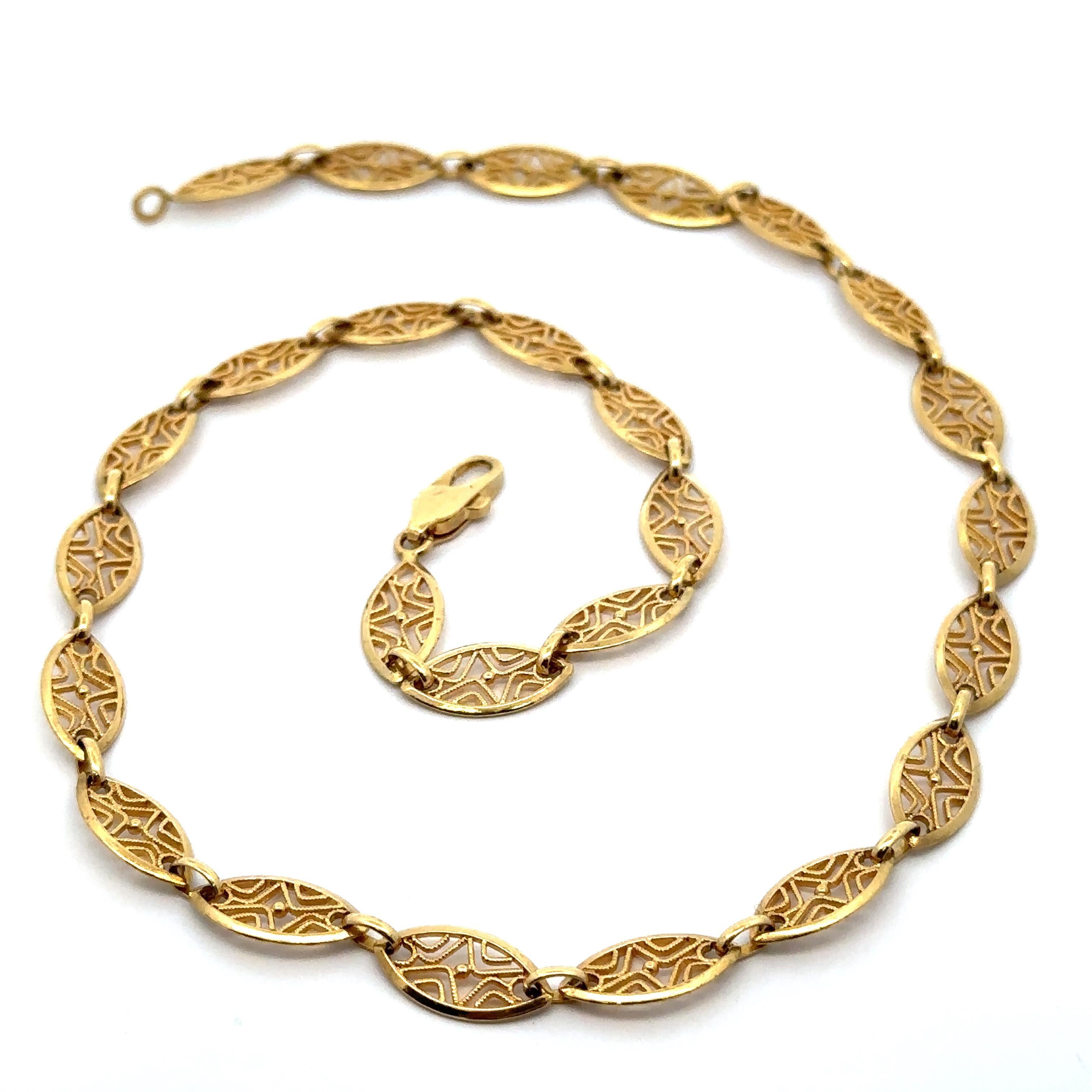 Collier à maillons ovales en or jaune 18k massif 18