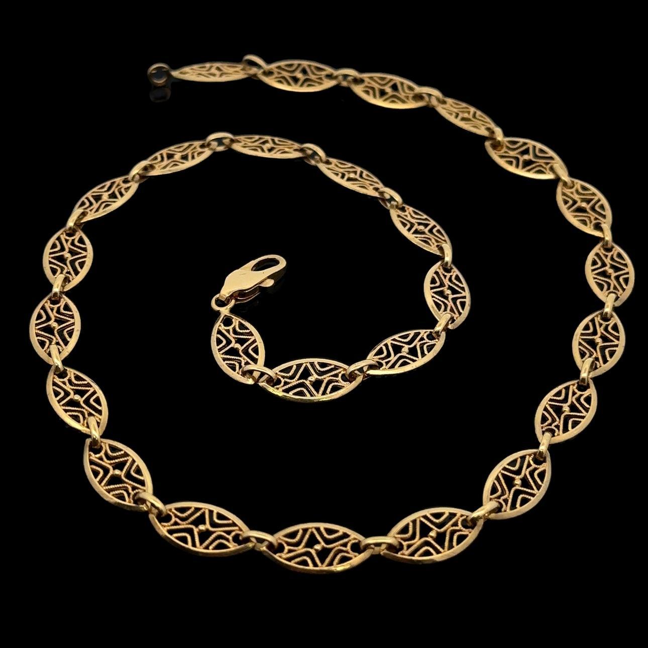 Collier à maillons ovales en or jaune 18k massif 18