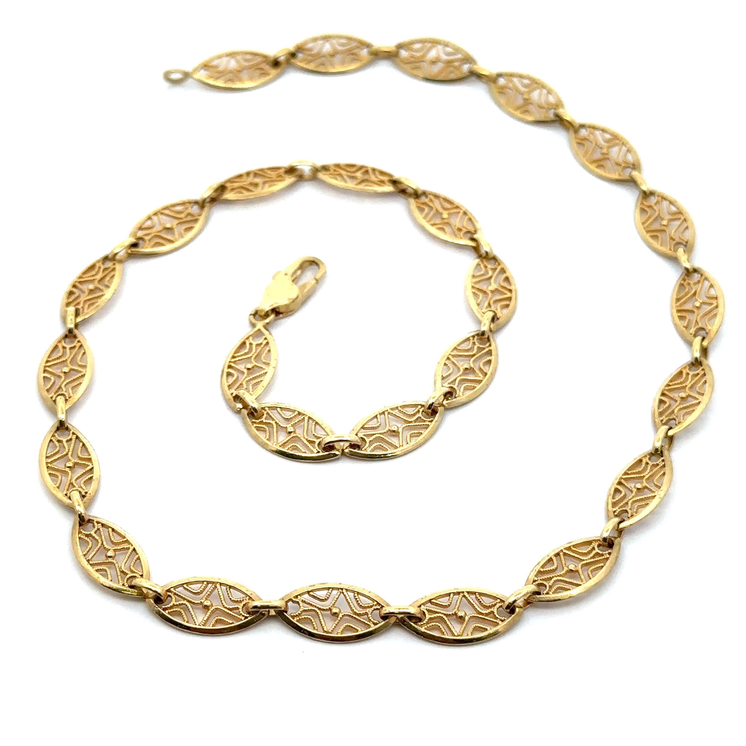 Collier à maillons ovales en or jaune 18k massif 18