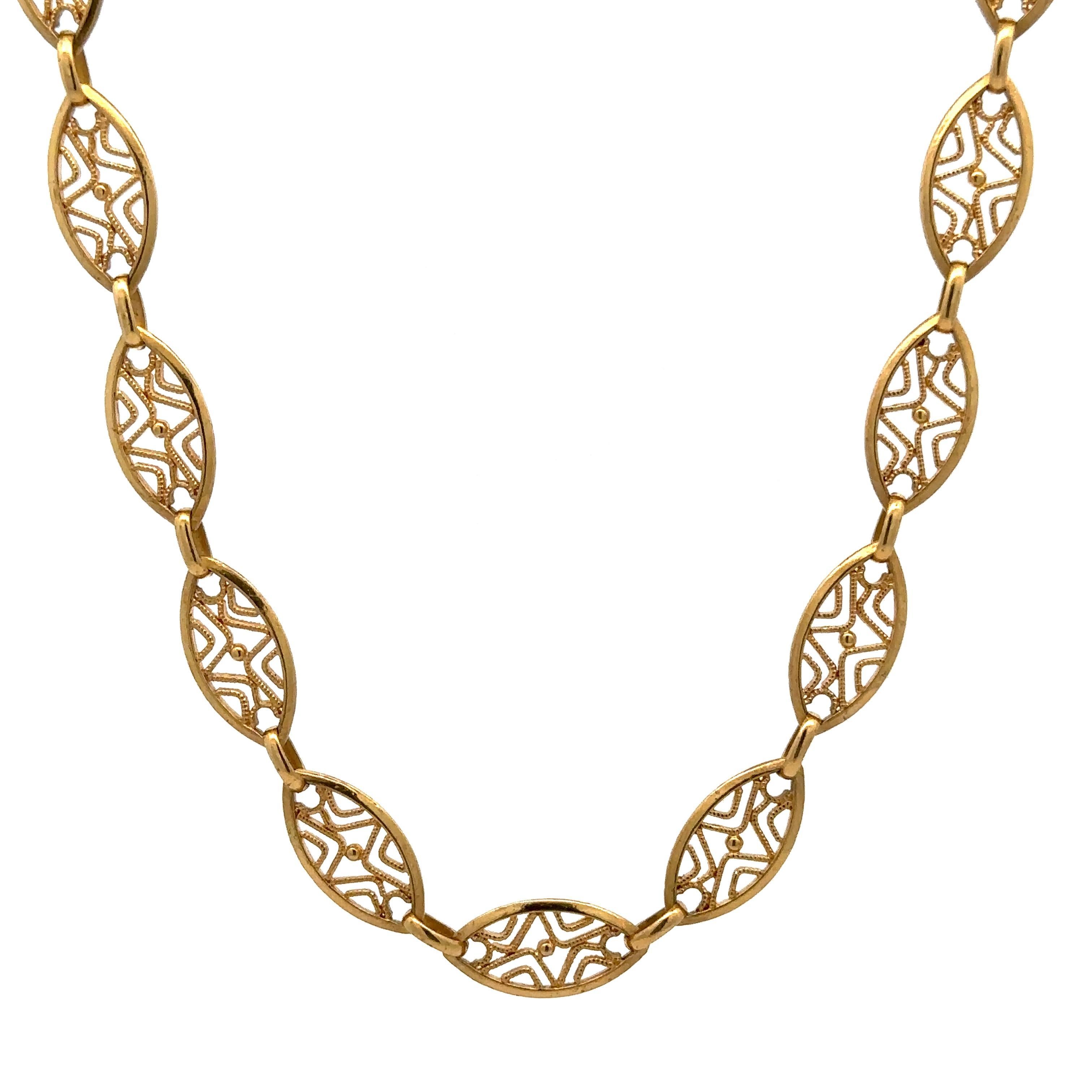 Collier à maillons ovales en or jaune 18k massif 18