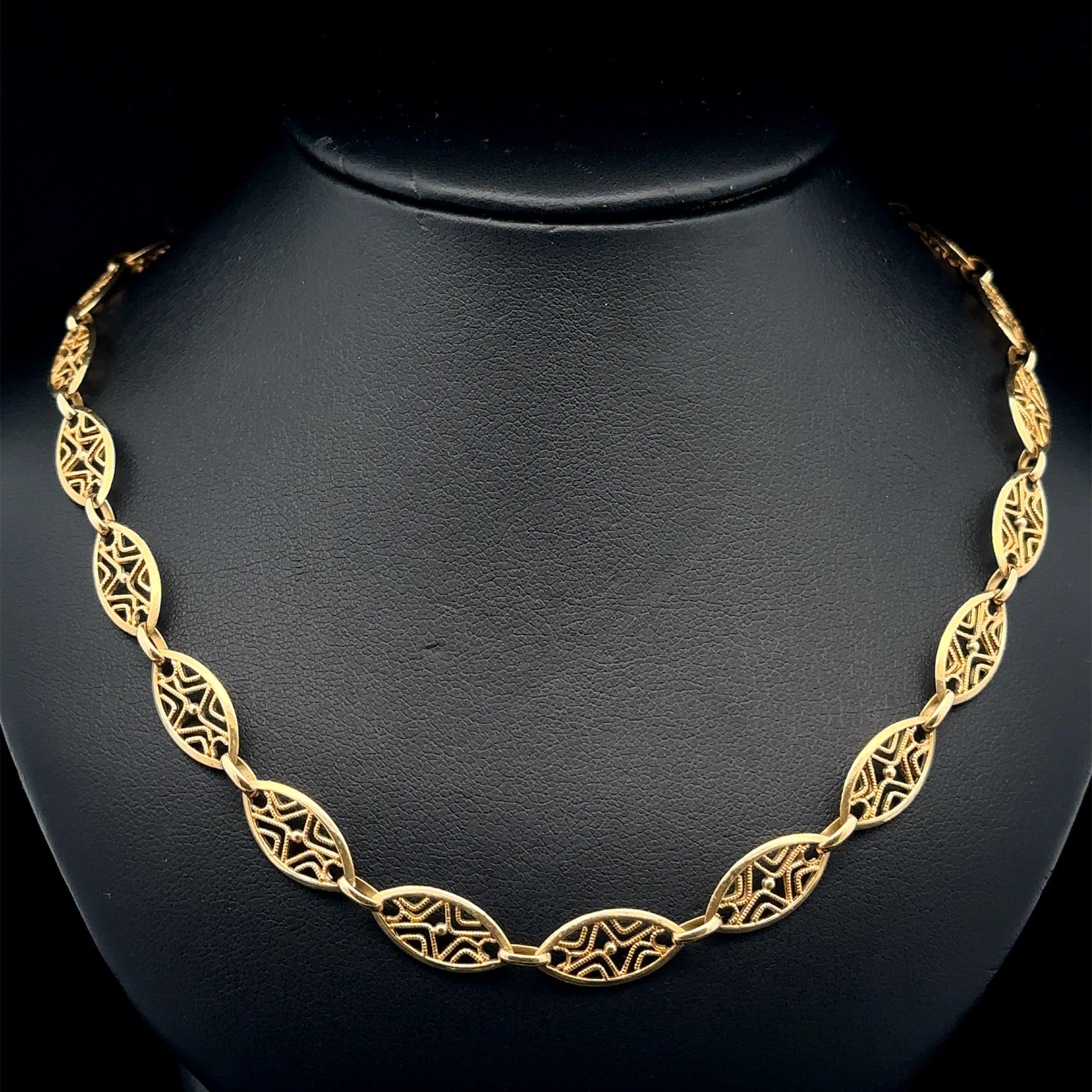 Collier à maillons ovales en or jaune 18k massif 18