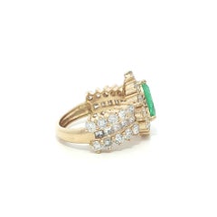 Solid 18k Yellow Gold 3.3ctw Pear Emerald Round & Princess Diamond Ring
