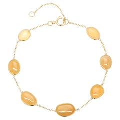 Bracelet à chaîne station en or jaune massif 18 carats et opale de 3,5 carats pour elle