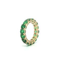 Anillo de oro amarillo macizo de 18 quilates con esmeralda redonda de 5,72 quilates, talla 6,5