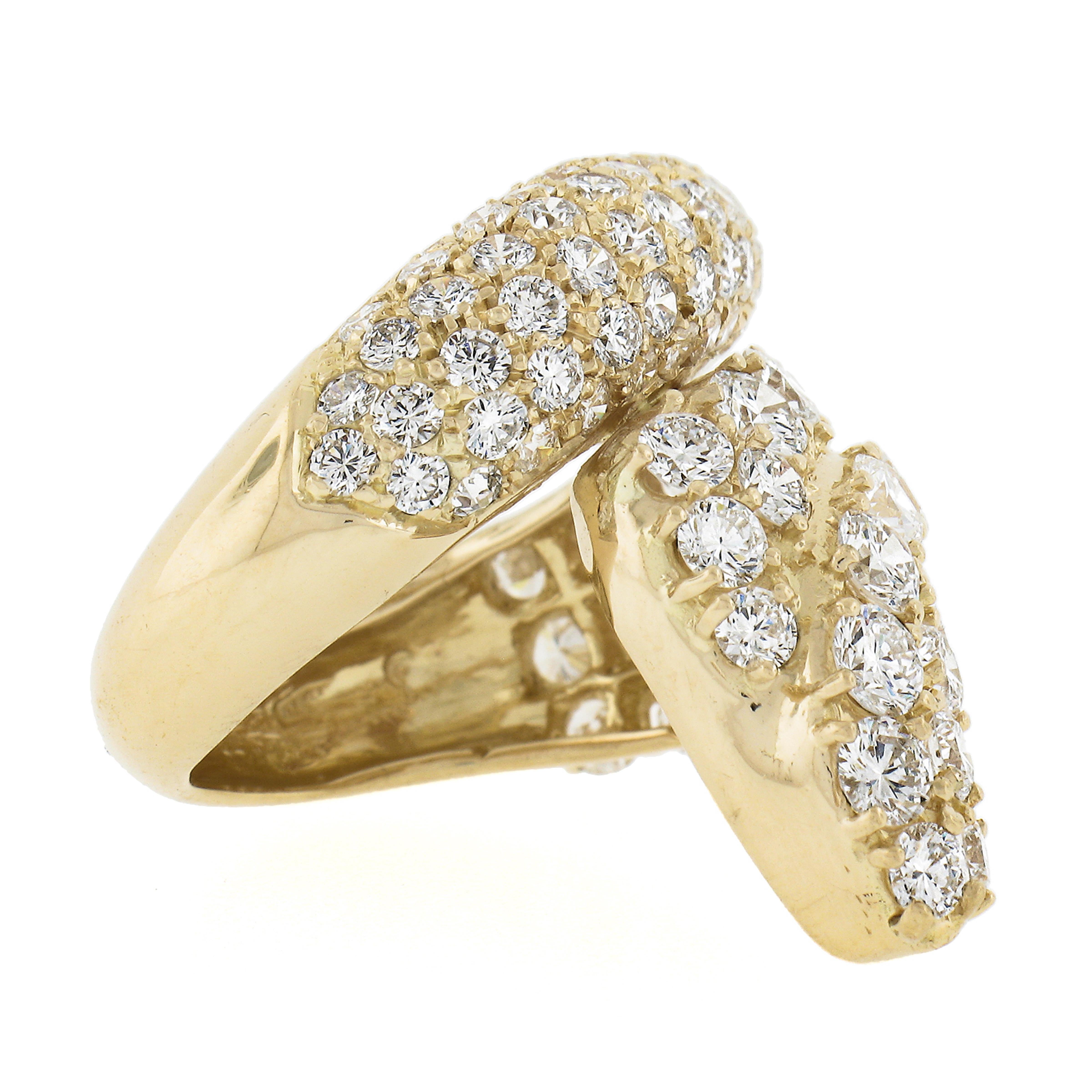Bague enveloppante serpent en or jaune massif 18 carats avec diamants ronds brillants pavés de 6,50 carats Pour femmes en vente