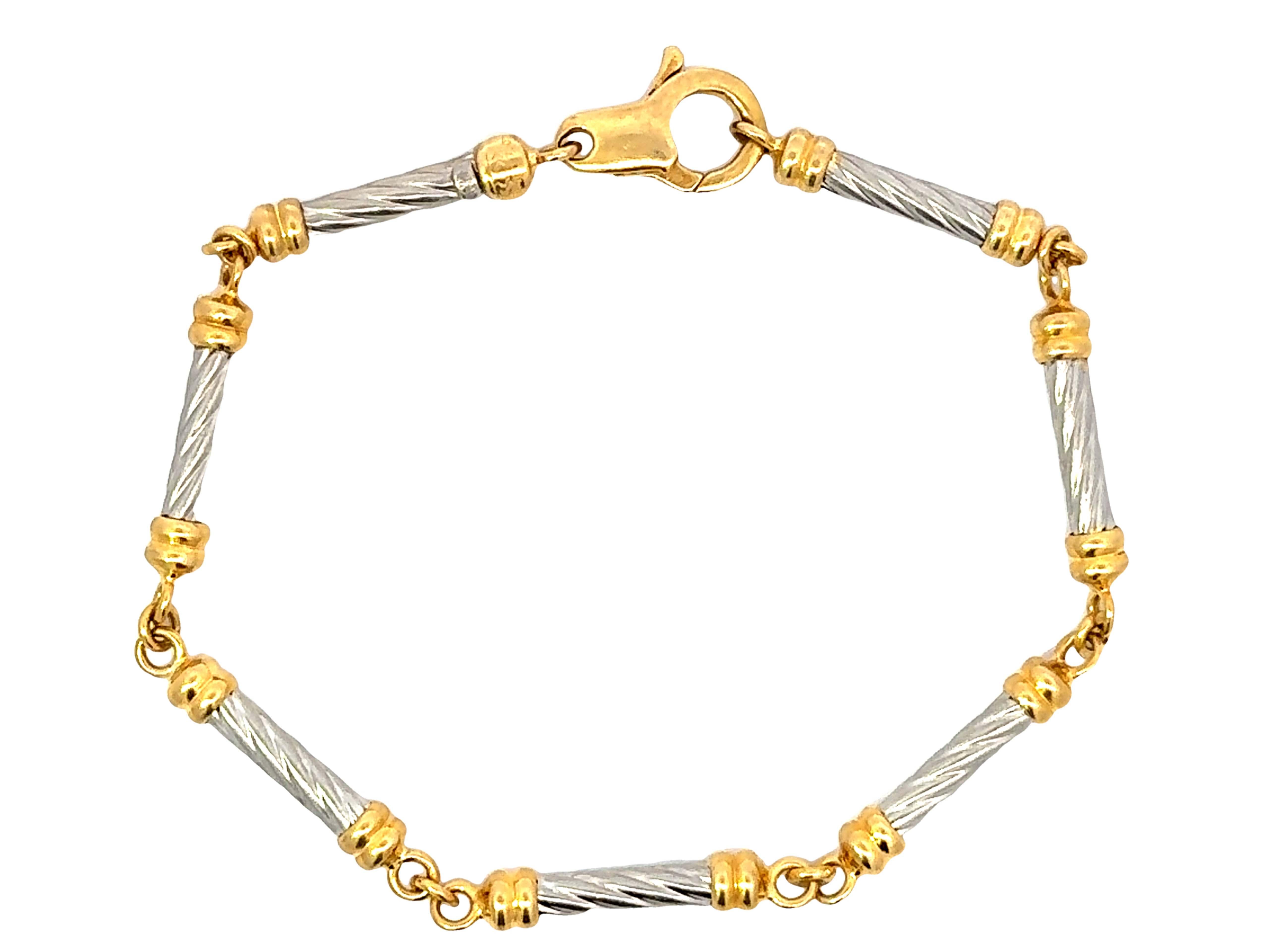 Bar-Gliederarmband aus massivem 18 Karat Gelbgold und Platin (Moderne)