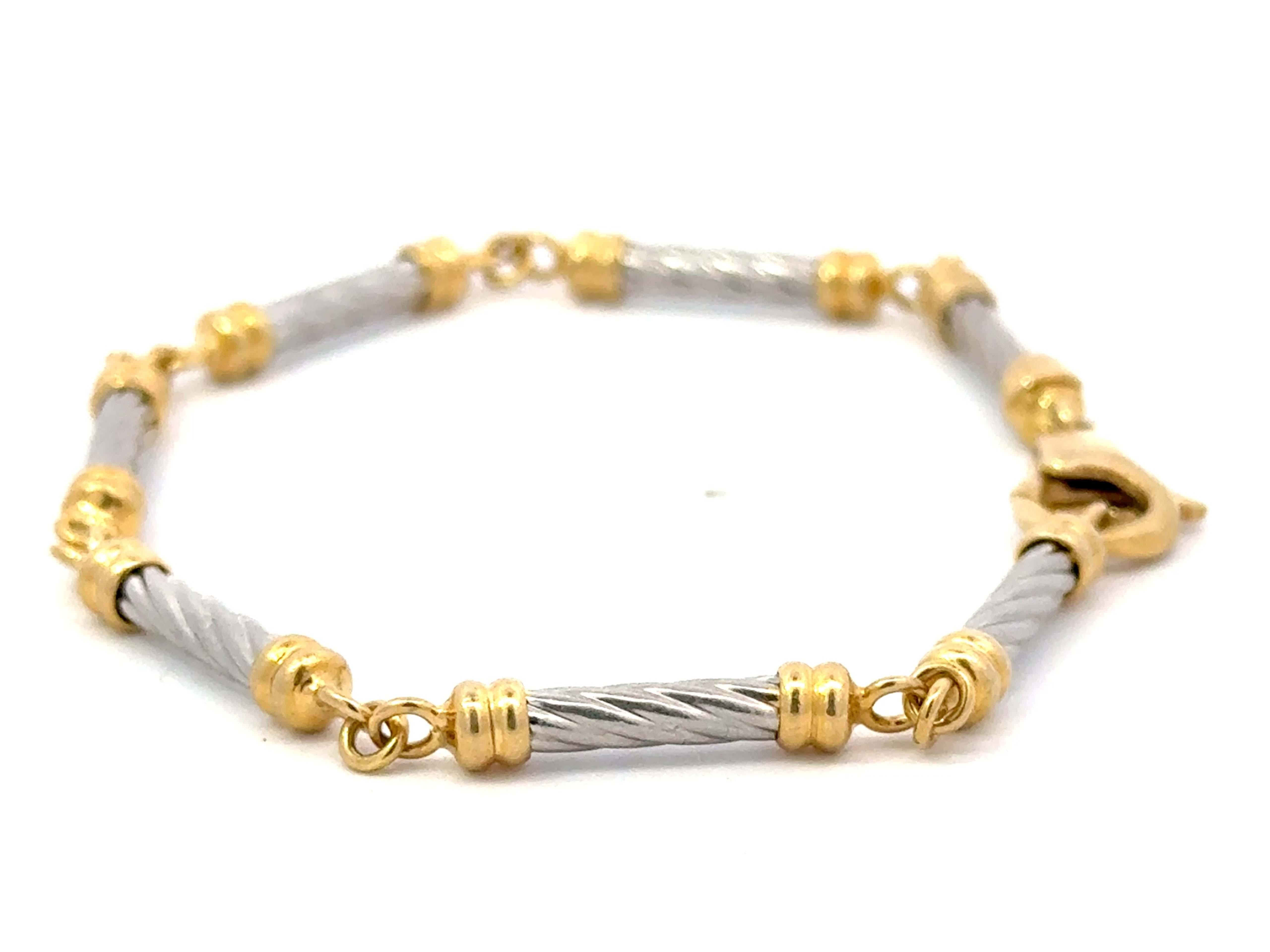 Bar-Gliederarmband aus massivem 18 Karat Gelbgold und Platin für Damen oder Herren