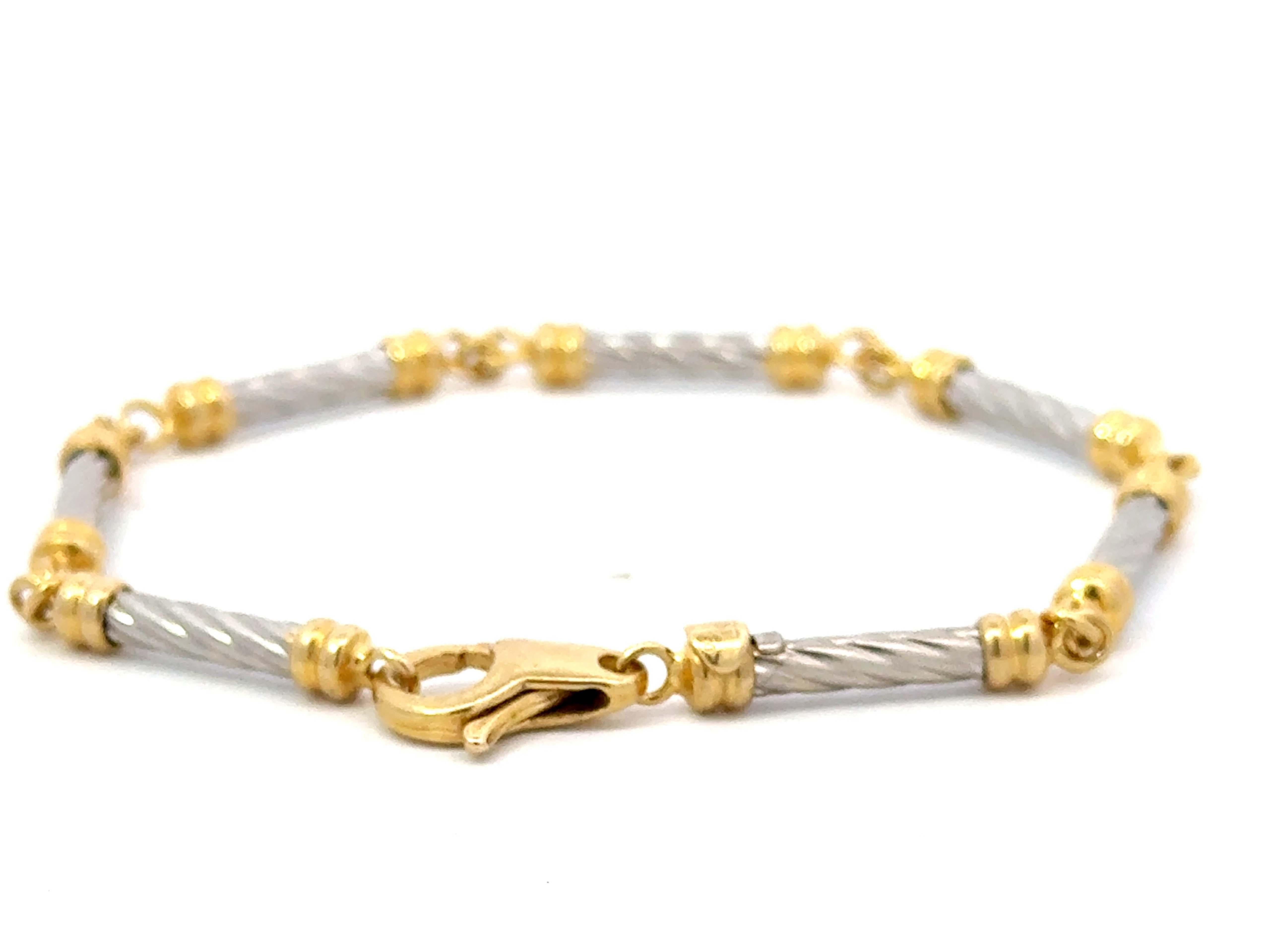 Bar-Gliederarmband aus massivem 18 Karat Gelbgold und Platin 1