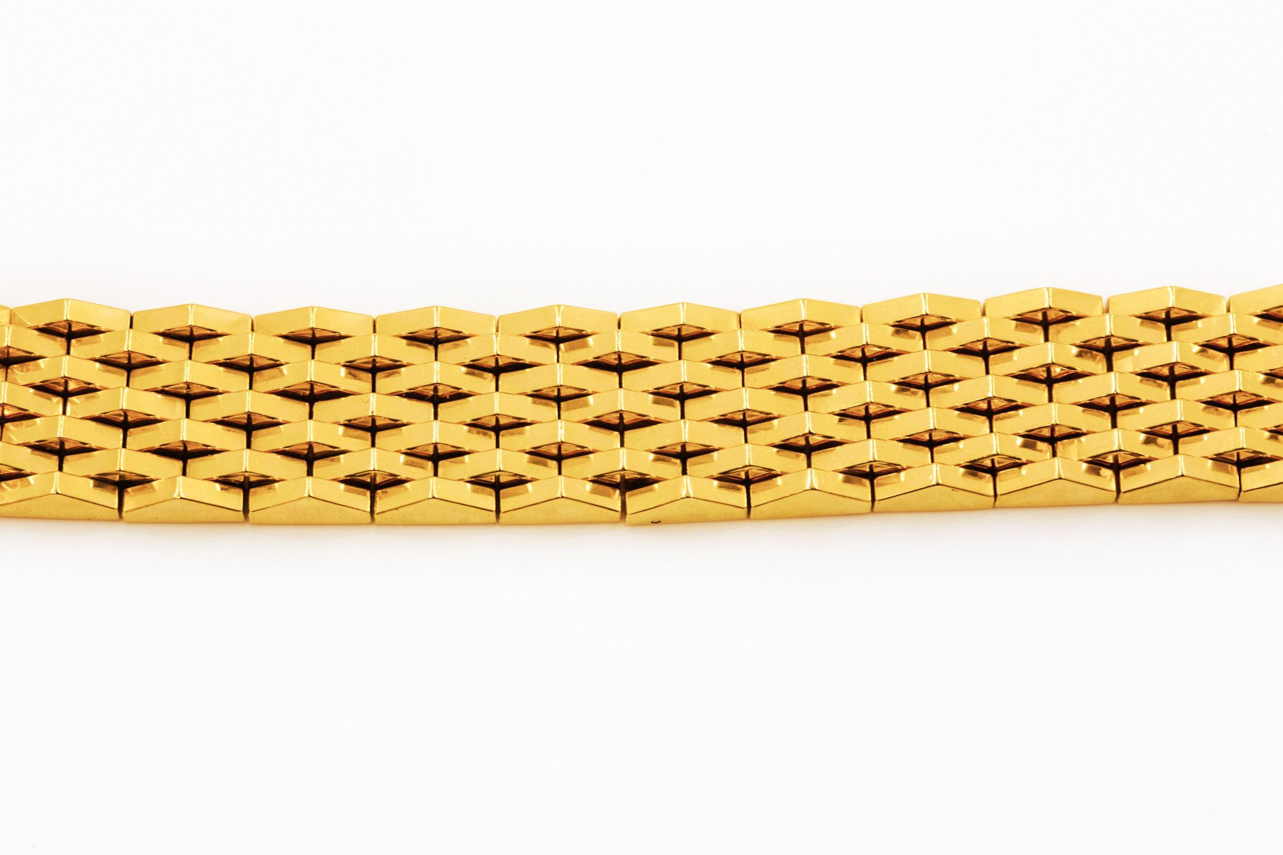 Or Bracelet en or jaune massif 18 carats avec maillons Pentagonal, 7 1/4