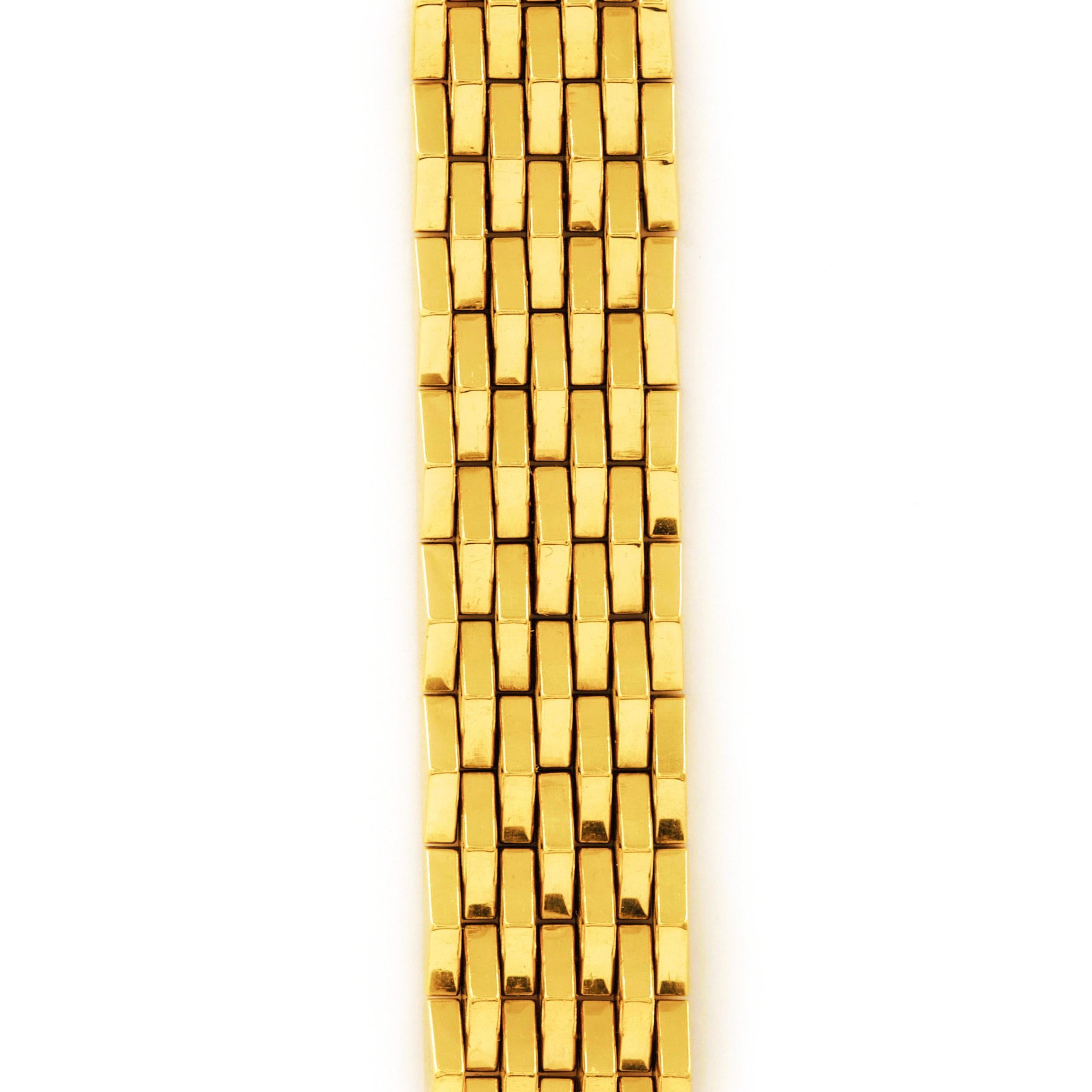 Bracelet en or jaune massif 18 carats avec maillons Pentagonal, 7 1/4