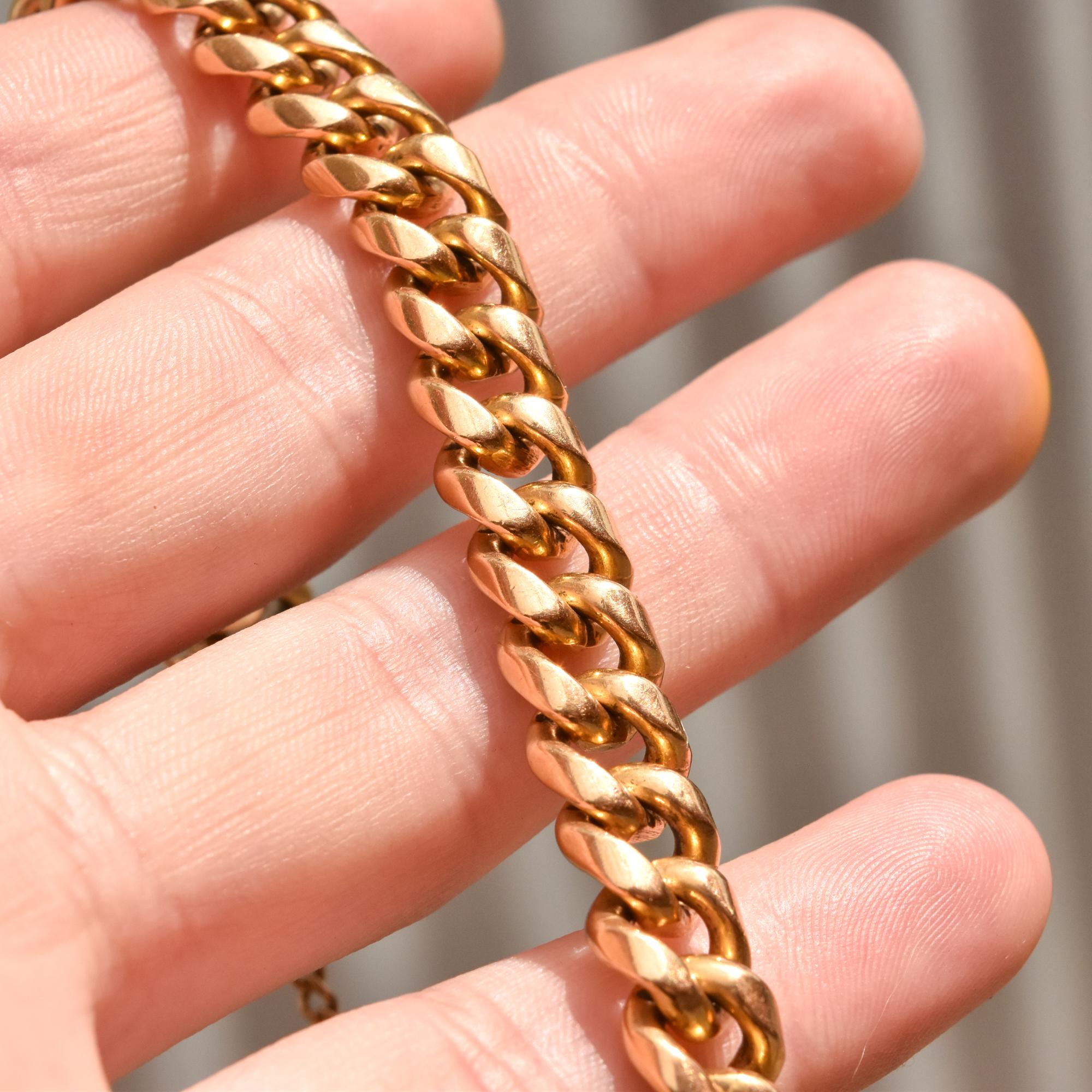 Massives kubanisches A Link-Armband aus 18K Gelbgold im Angebot 5