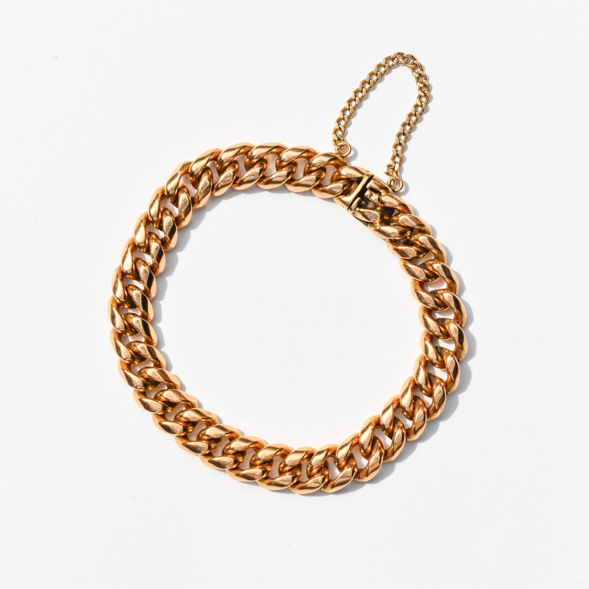 Massives kubanisches A Link-Armband aus 18K Gelbgold (Modernistisch) im Angebot