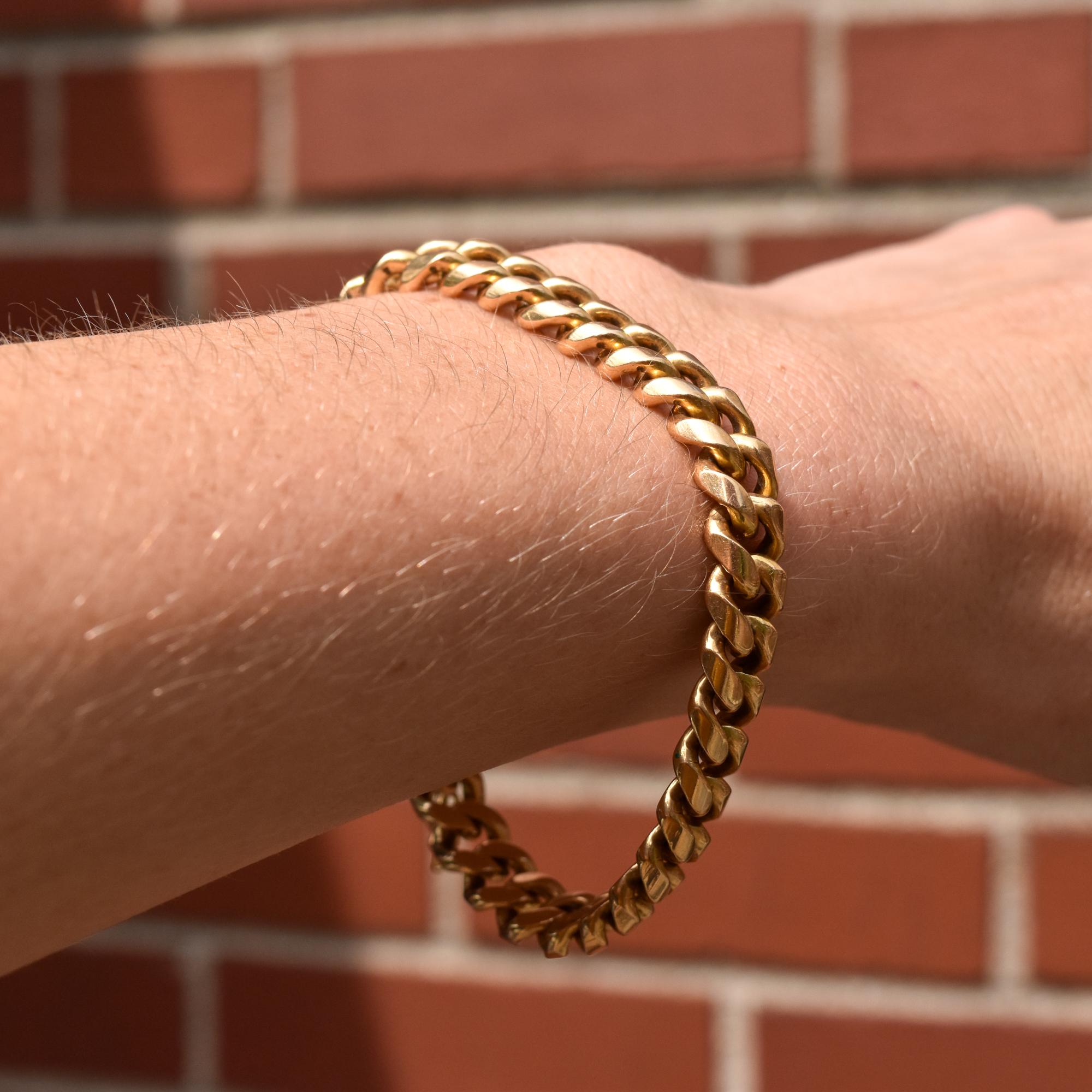 Massives kubanisches A Link-Armband aus 18K Gelbgold im Angebot 3
