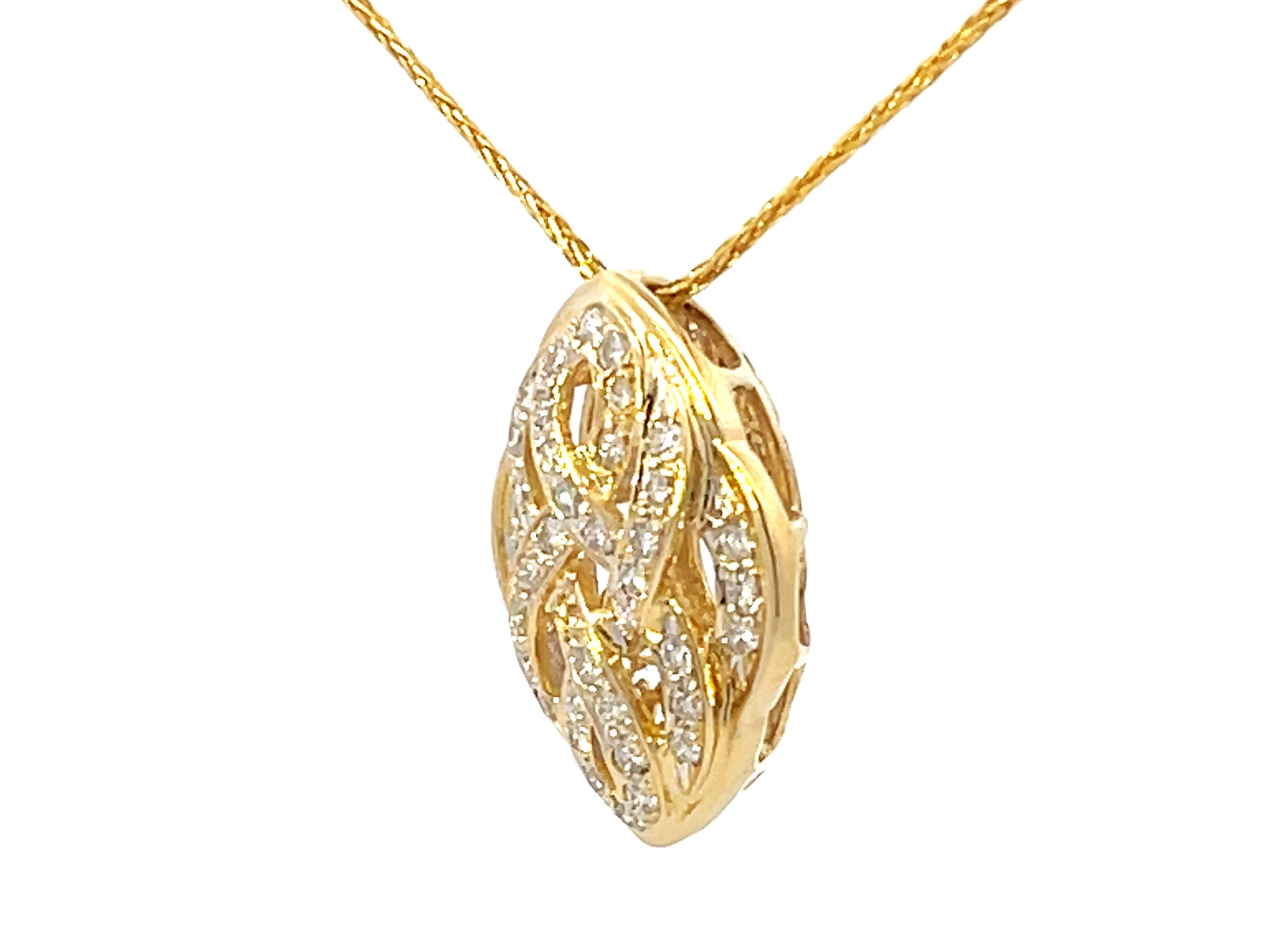 Brilliant Cut Solid 18k Yellow Gold Diamond Pendant  For Sale