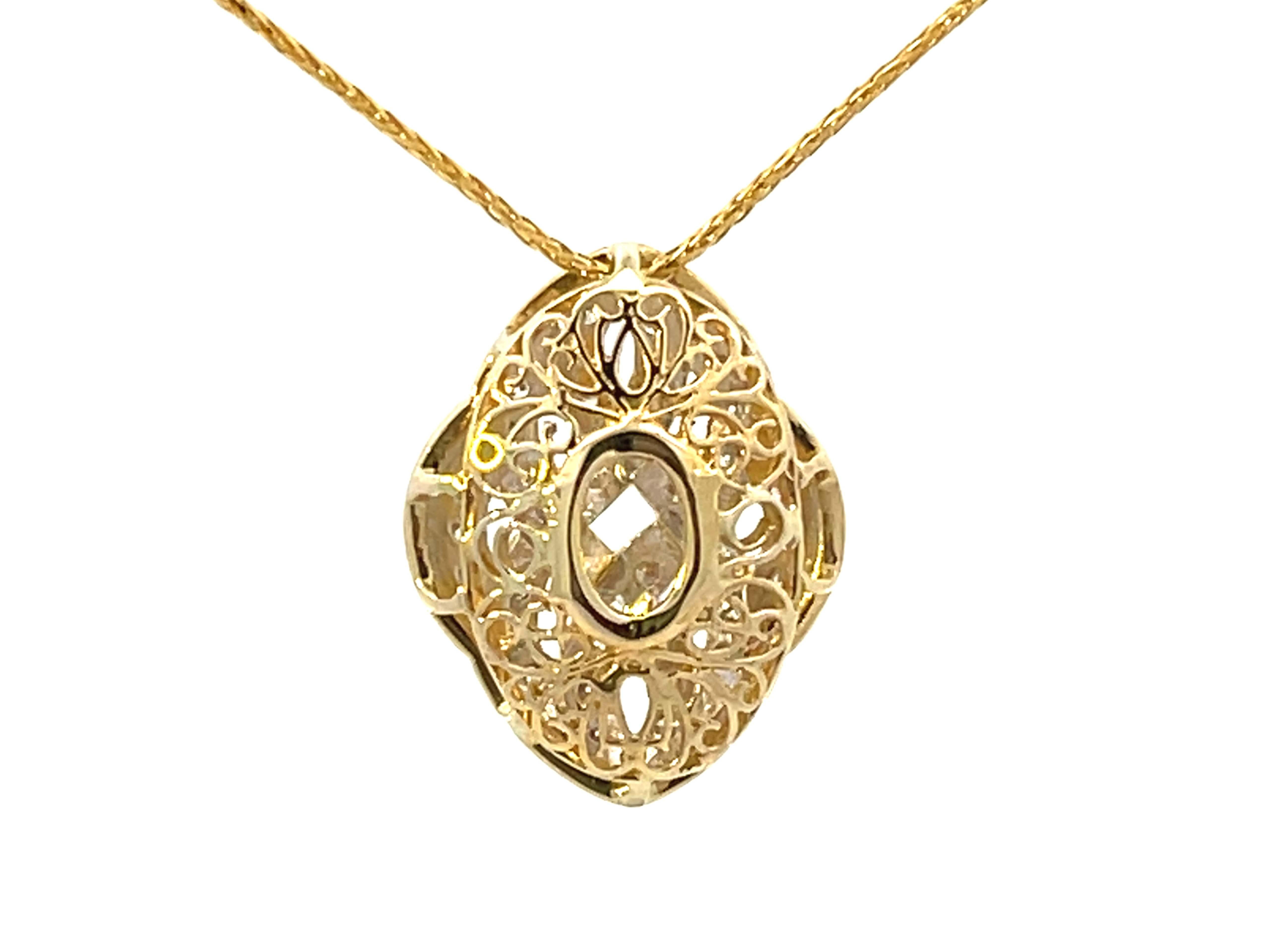 Solid 18k Yellow Gold Diamond Pendant  For Sale 1