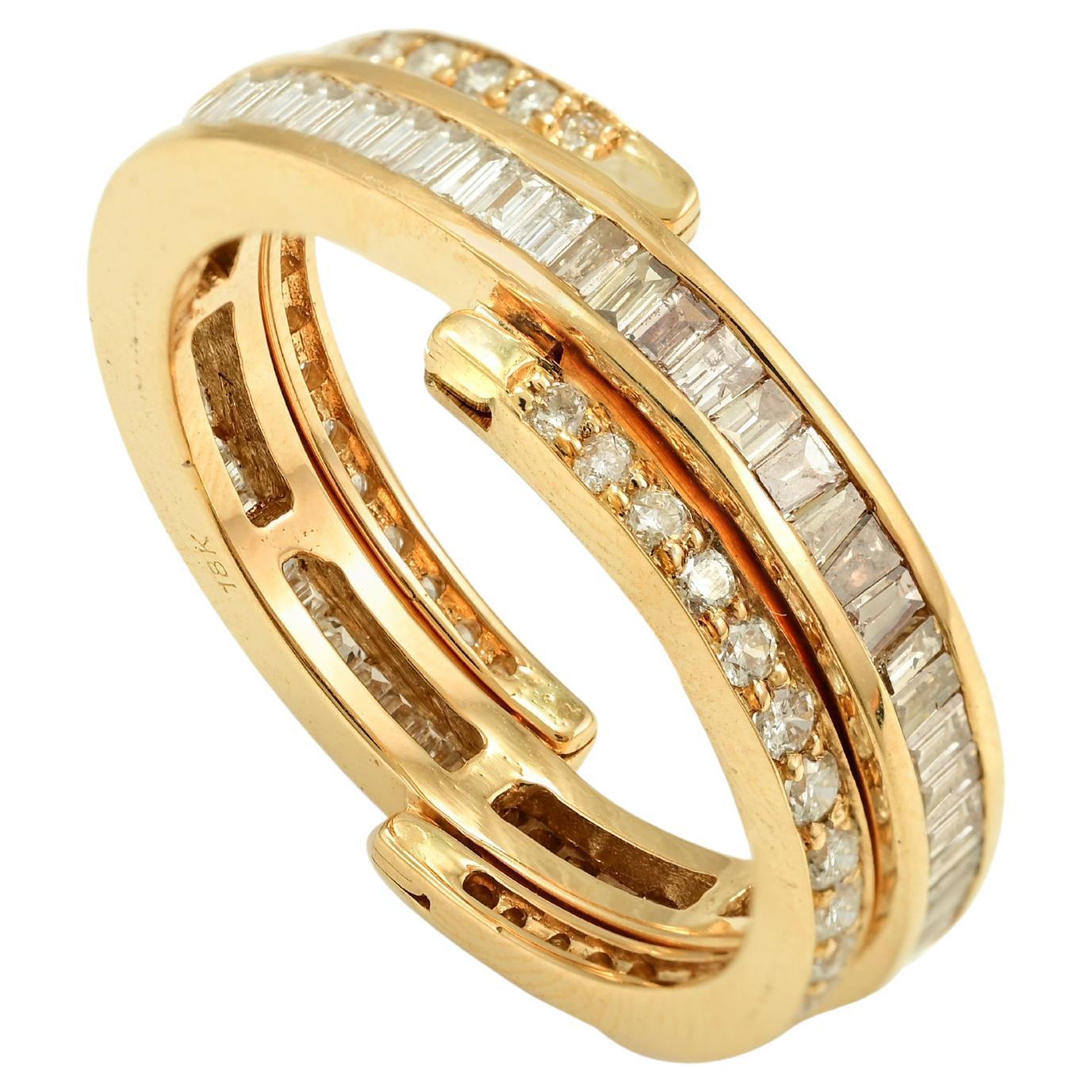 For Sale:  Solid 18k Yellow Gold Unique Channel Set Flip Over Diamond Engagement Band Ring