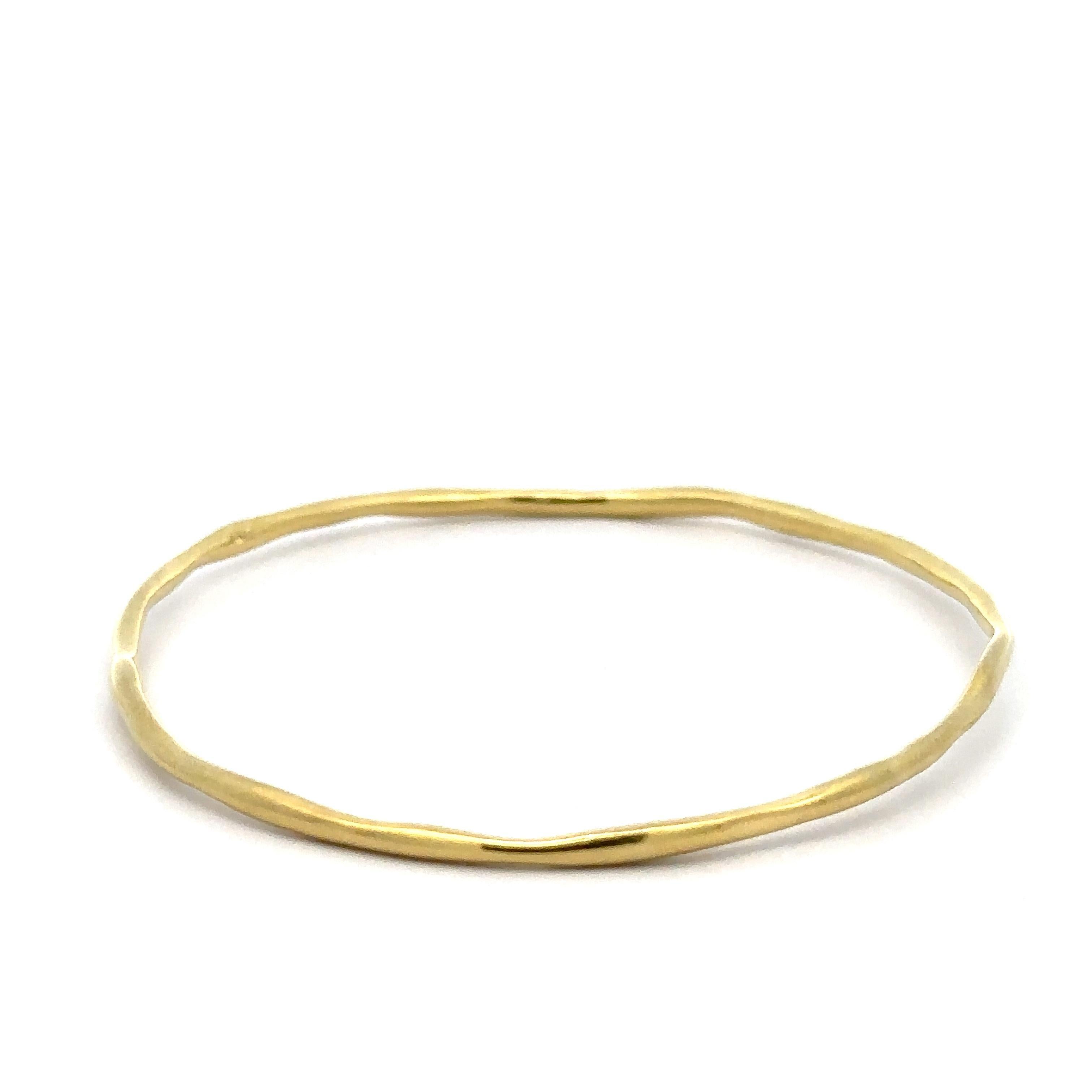 Solid 18k Yellow Gold Free Form Wire Slip On Stackable 7.25