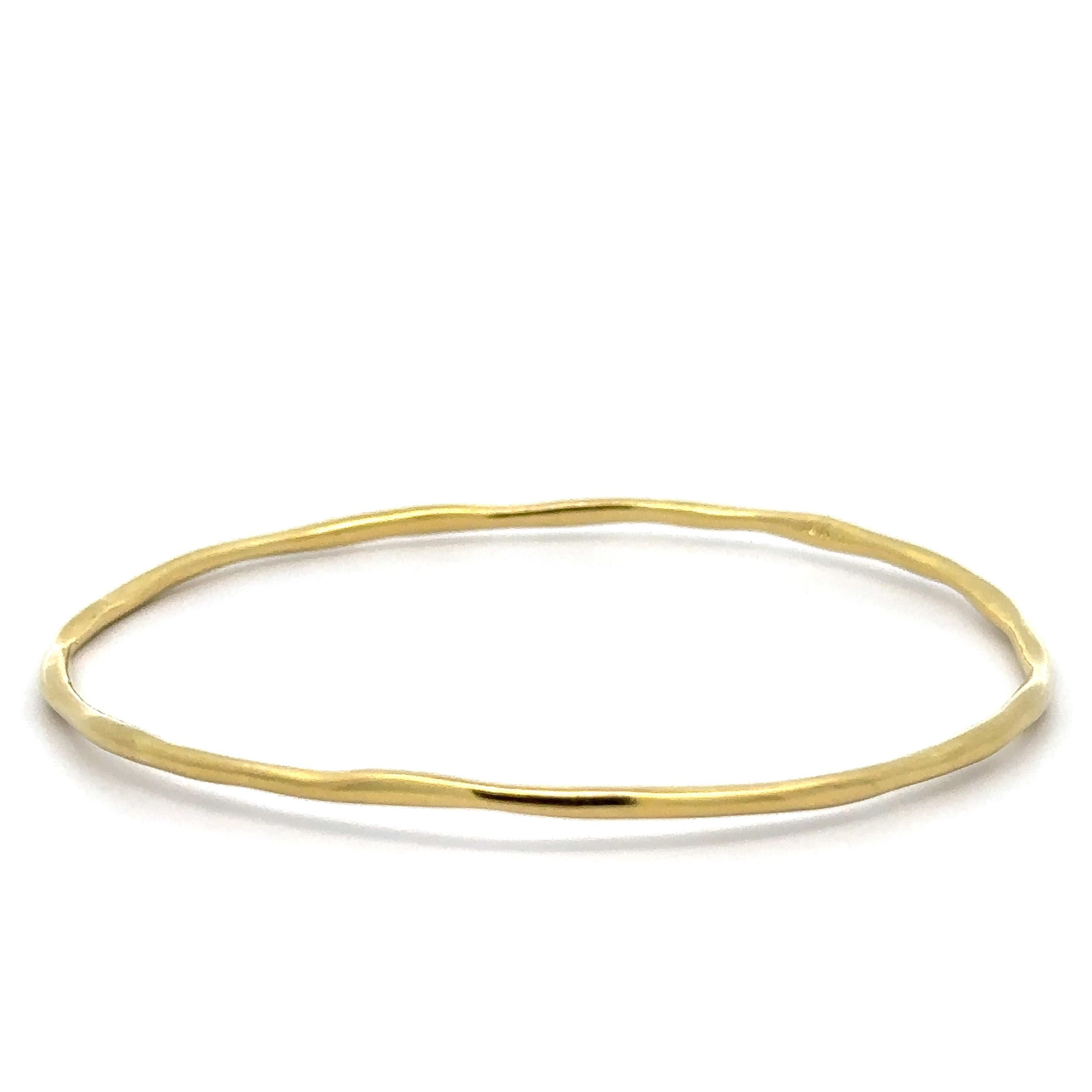 Women's Solid 18k Yellow Gold Free Form Wire Slip On Stackable 7.25