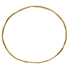 Solid 18k Yellow Gold Free Form Wire Slip On Stackable 7.25" Bangle Bracelet