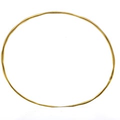 Solid 18k Yellow Gold Free Form Wire Slip on Stackable 7.75" Bangle Bracelet