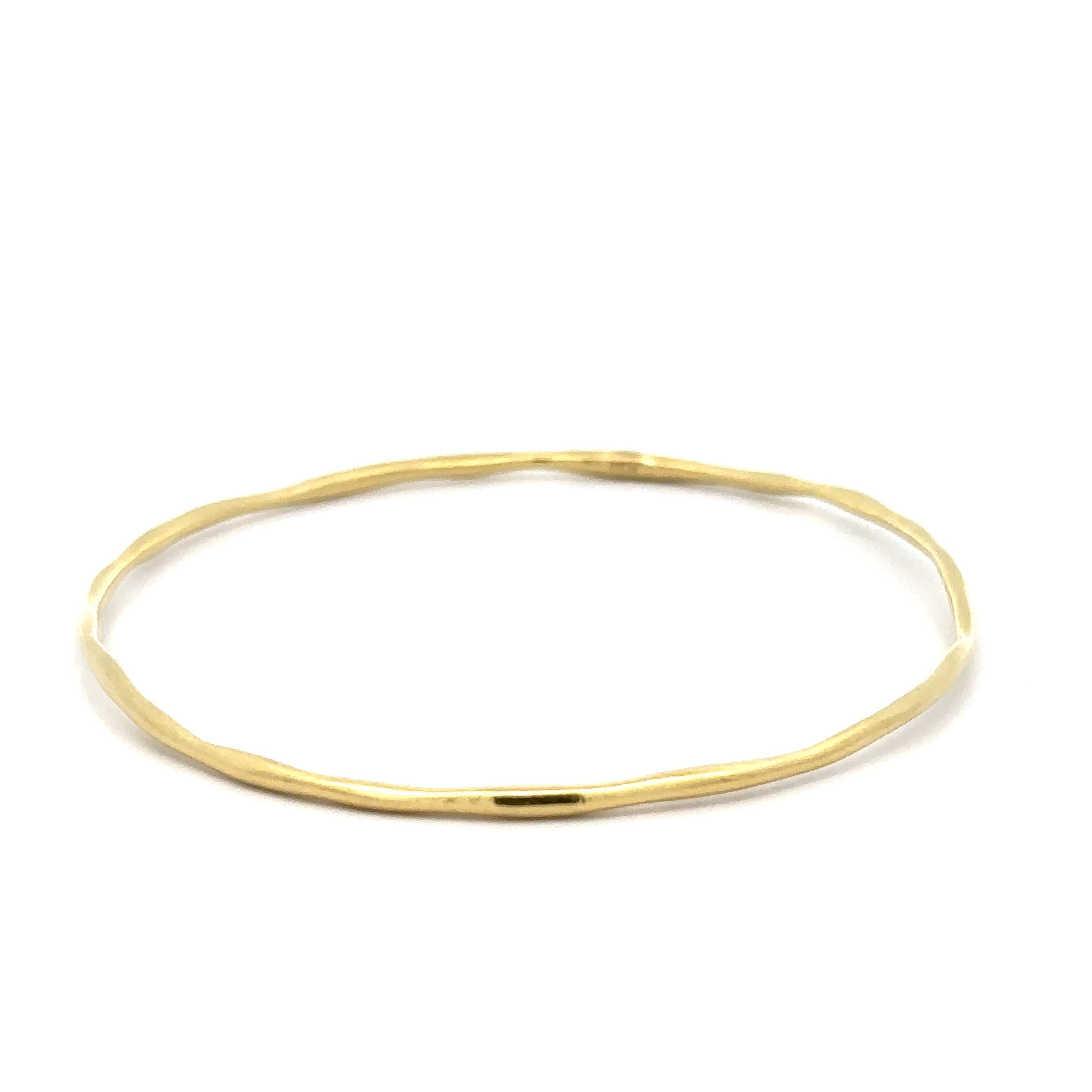 Solid 18k Yellow Gold Free Form Wire Slip on Stackable 7.75