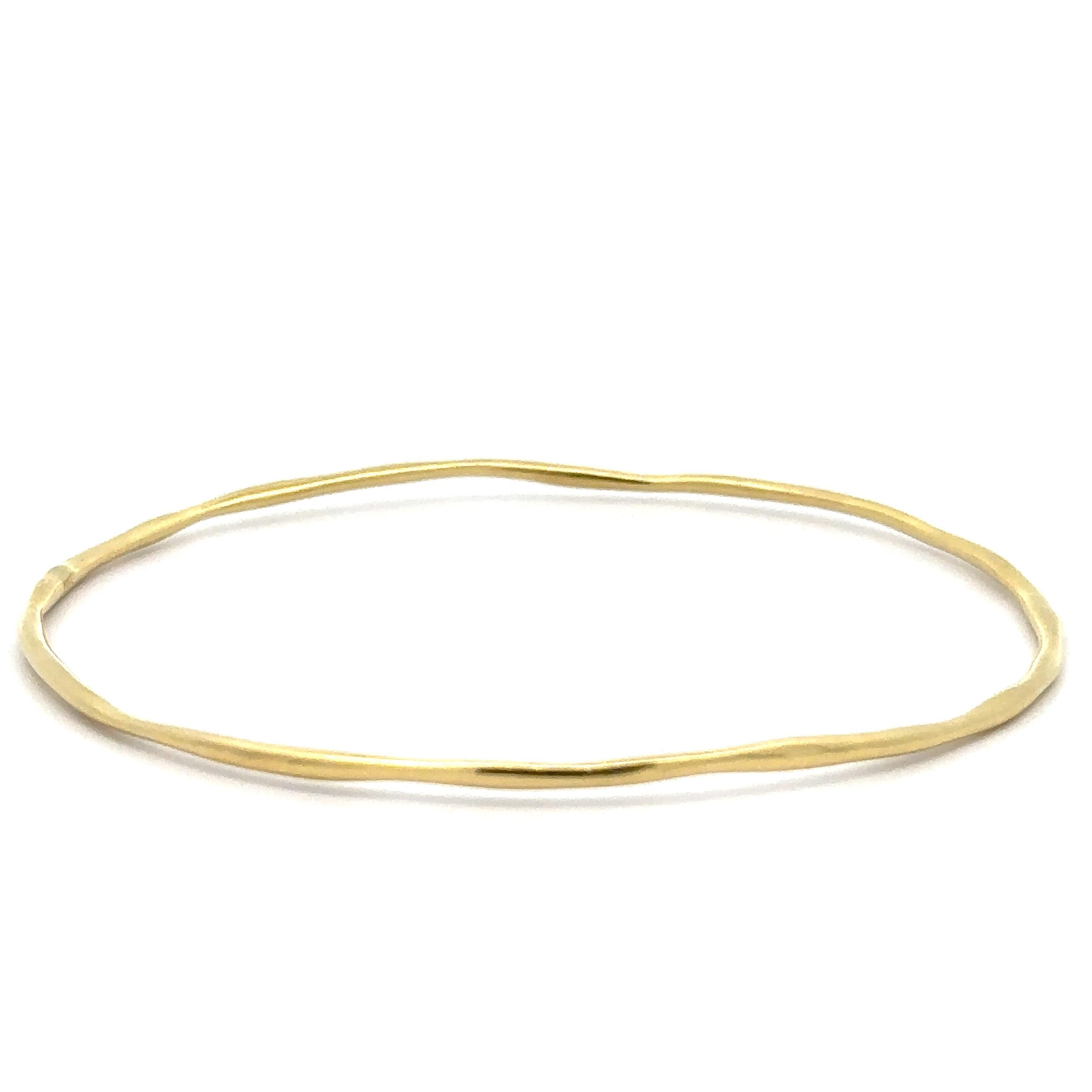 Women's Solid 18k Yellow Gold Free Form Wire Slip on Stackable 7.75