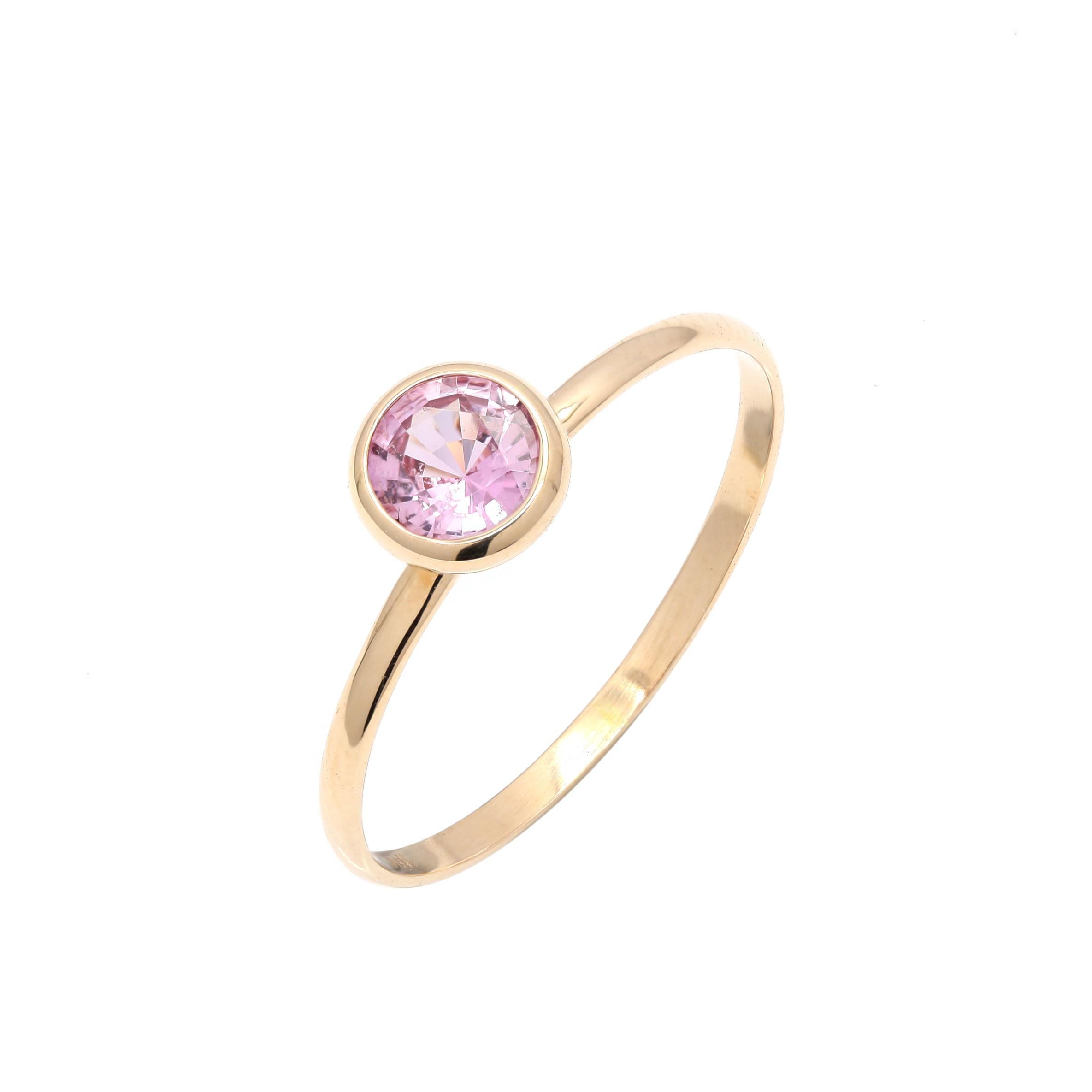 For Sale:  Solid 18k Yellow Gold Genuine Pink Sapphire Ring, Dainty Sapphire Ring for Her 2