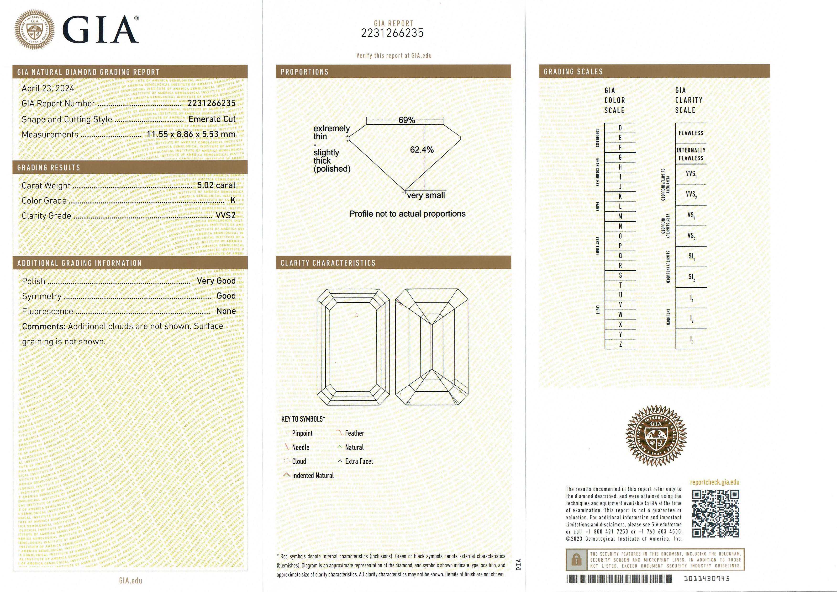 --Pierre(s) :...
(1) Diamant naturel authentique - taille émeraude - serti - couleur K - pureté VVS2 - 5,02ct (exact - certifié) ** Voir les détails de certification ci-dessous pour des informations complètes **
Nombreux diamants naturels