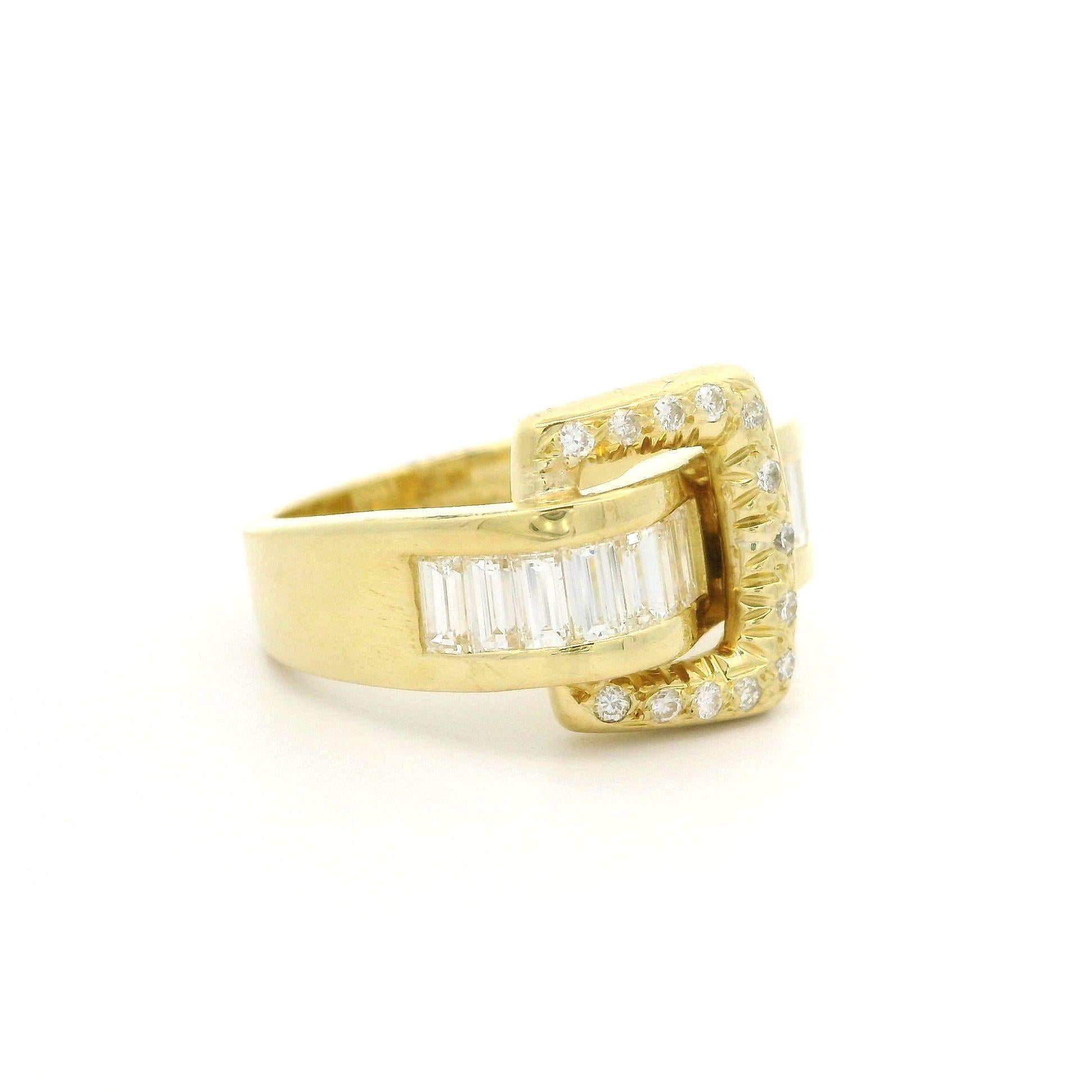 Bague à boucle de 12,9 mm en or jaune massif 18 carats de haute qualité avec diamants de 1,60 ctw en vente 5