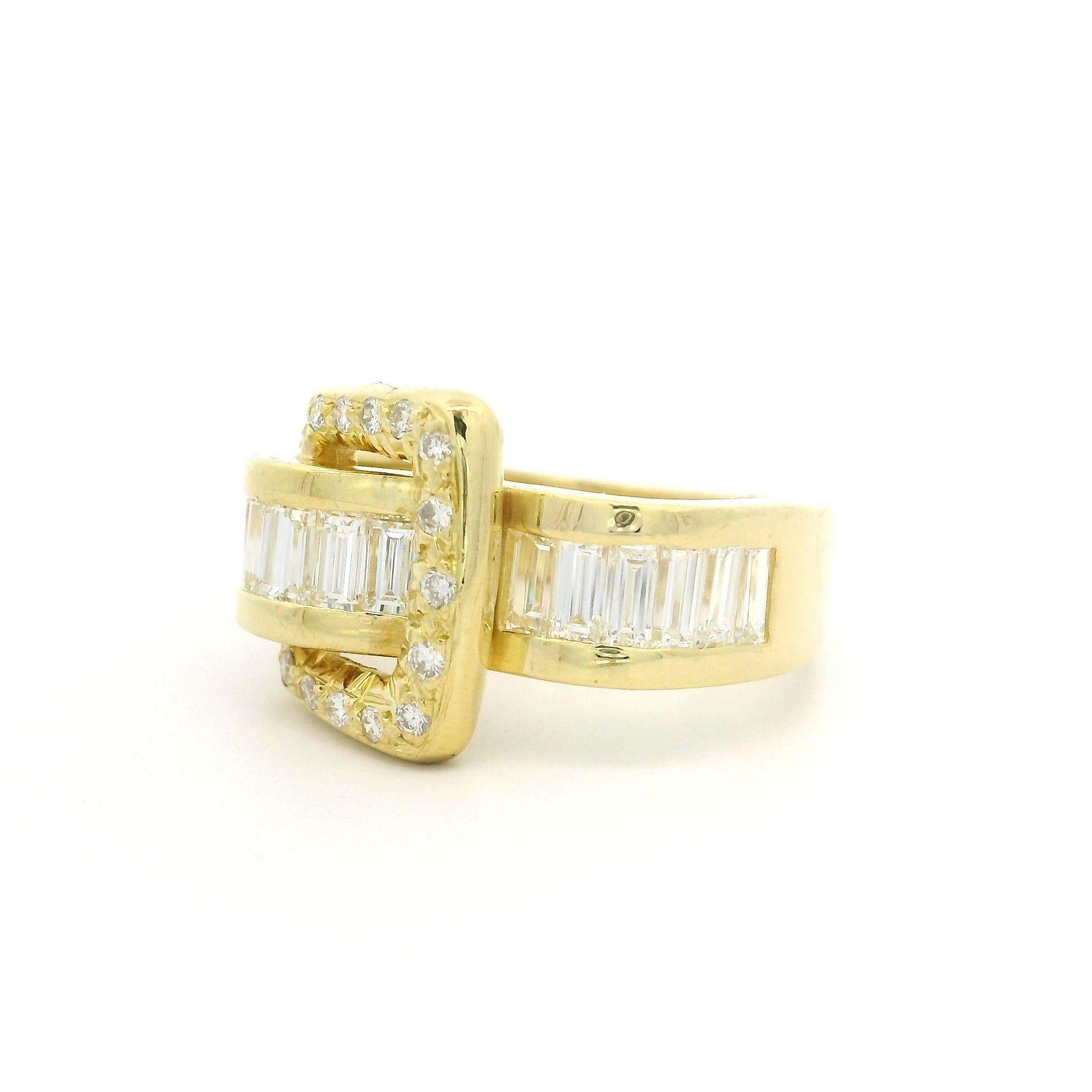 Bague à boucle de 12,9 mm en or jaune massif 18 carats de haute qualité avec diamants de 1,60 ctw en vente 6
