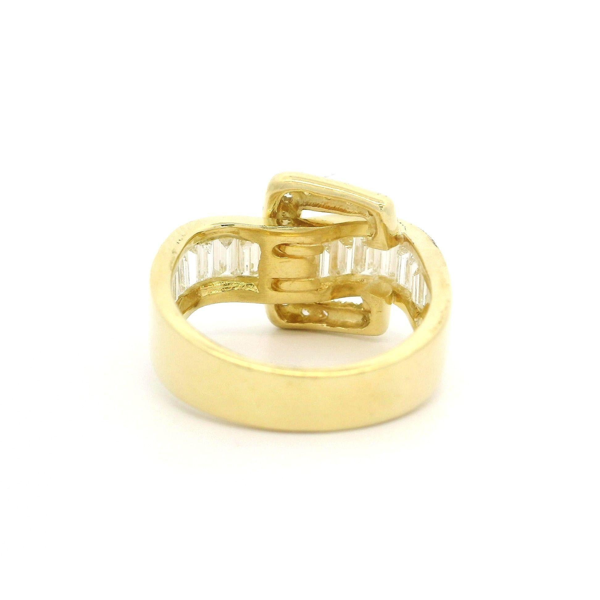 Bague à boucle de 12,9 mm en or jaune massif 18 carats de haute qualité avec diamants de 1,60 ctw en vente 7