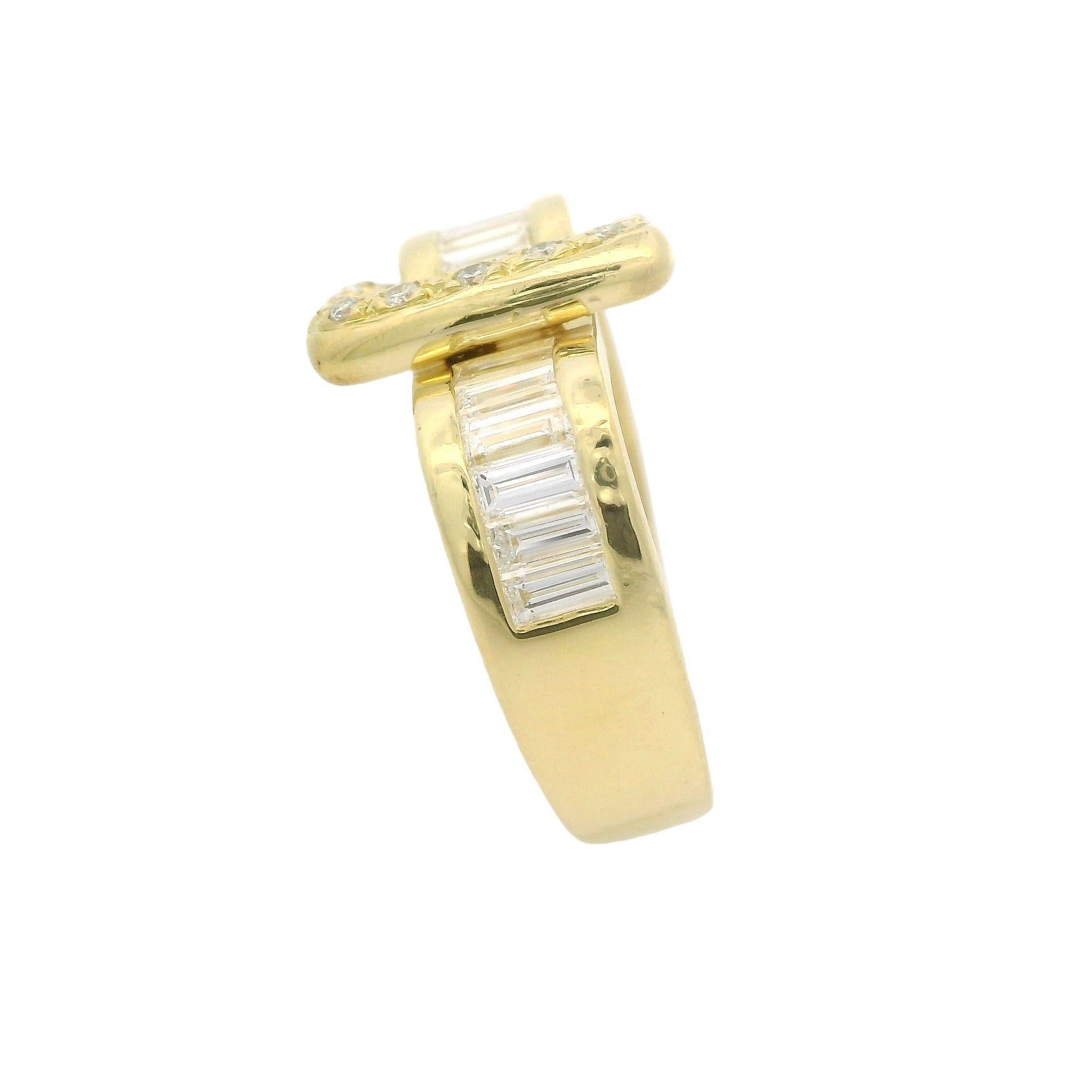 Bague à boucle de 12,9 mm en or jaune massif 18 carats de haute qualité avec diamants de 1,60 ctw en vente 3