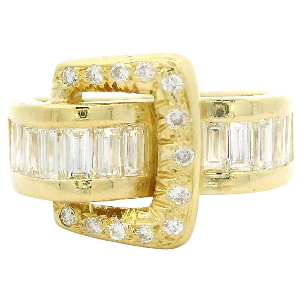 Solid 18k Yellow Gold High Quality 1.60ctw Diamond 12.9mm Buckle Ring