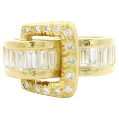 Anello con fibbia in oro giallo massiccio 18k di alta qualità con diamante da 1,60 carati e 12,9 mm di diametro