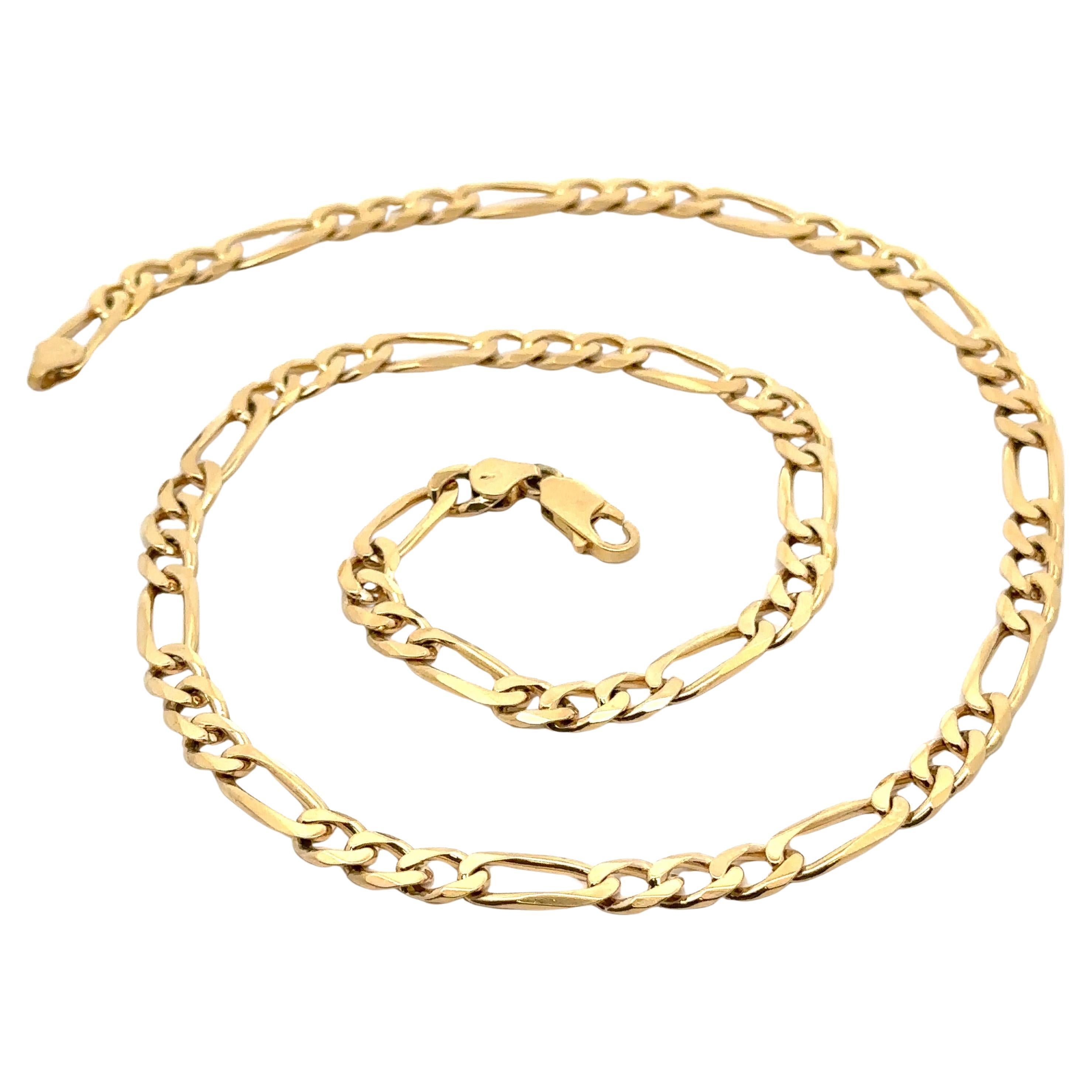 Solide 18k Gelbgold Italienisch Classic 24" Figaro Link Kette Halskette