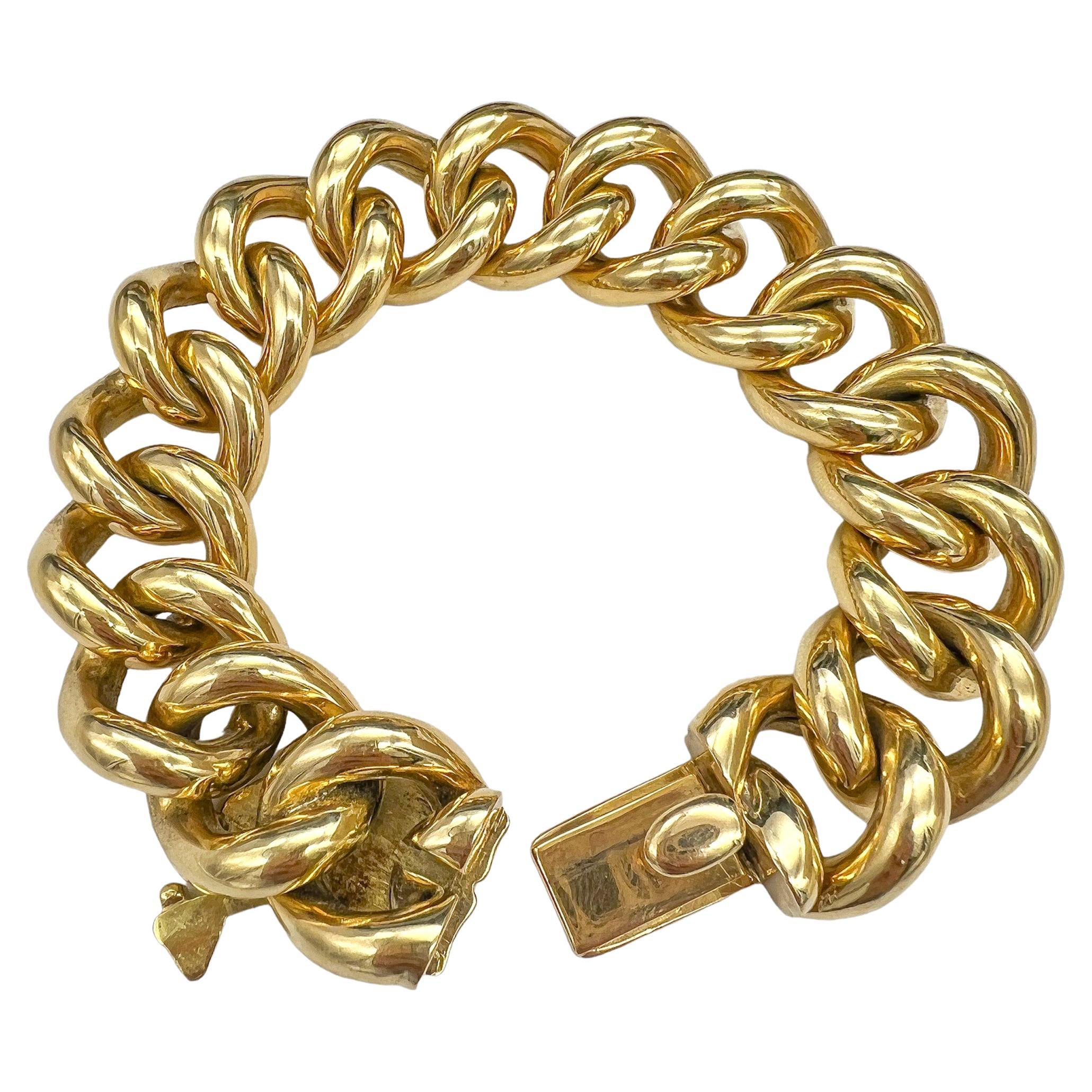 Solid 18K Yellow Gold Italian Made Cuban Link Bracelet 6.5