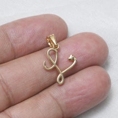 Solid 18k Yellow Gold L Initial Charm Pendant Unisex Gift Heart Fine Jewelry