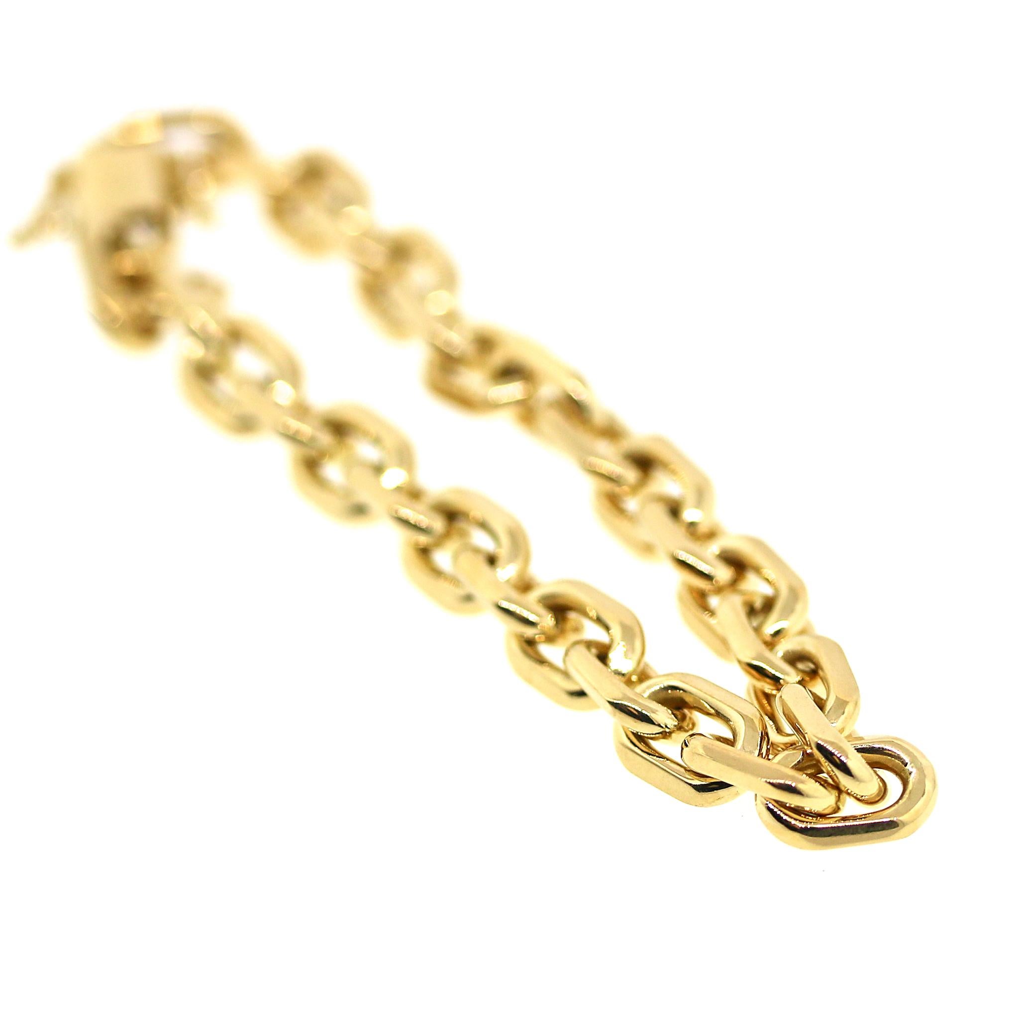 Women's or Men's Solid 18k Yellow Gold Link Bracelet For Sale