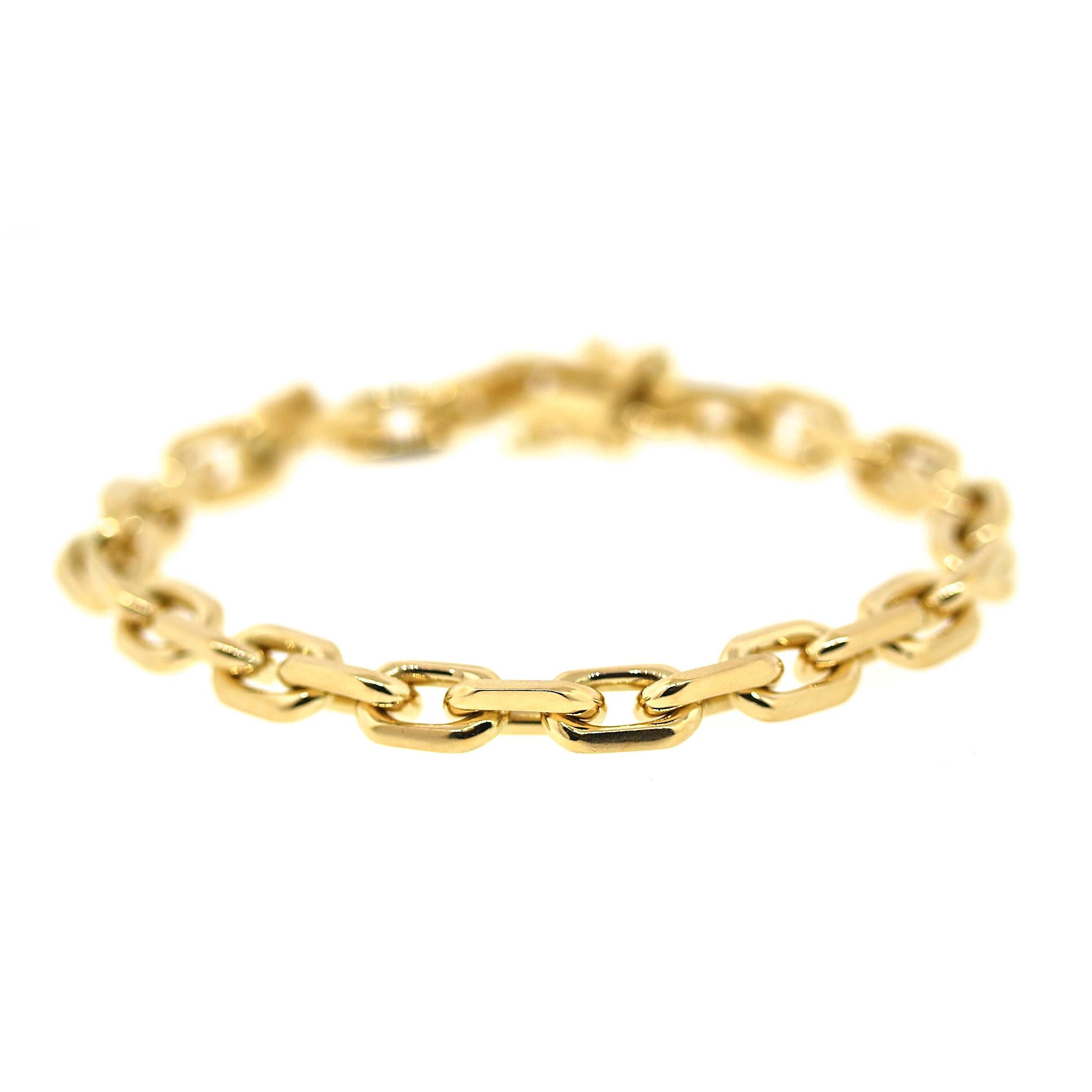 Solid 18k Yellow Gold Link Bracelet For Sale 1